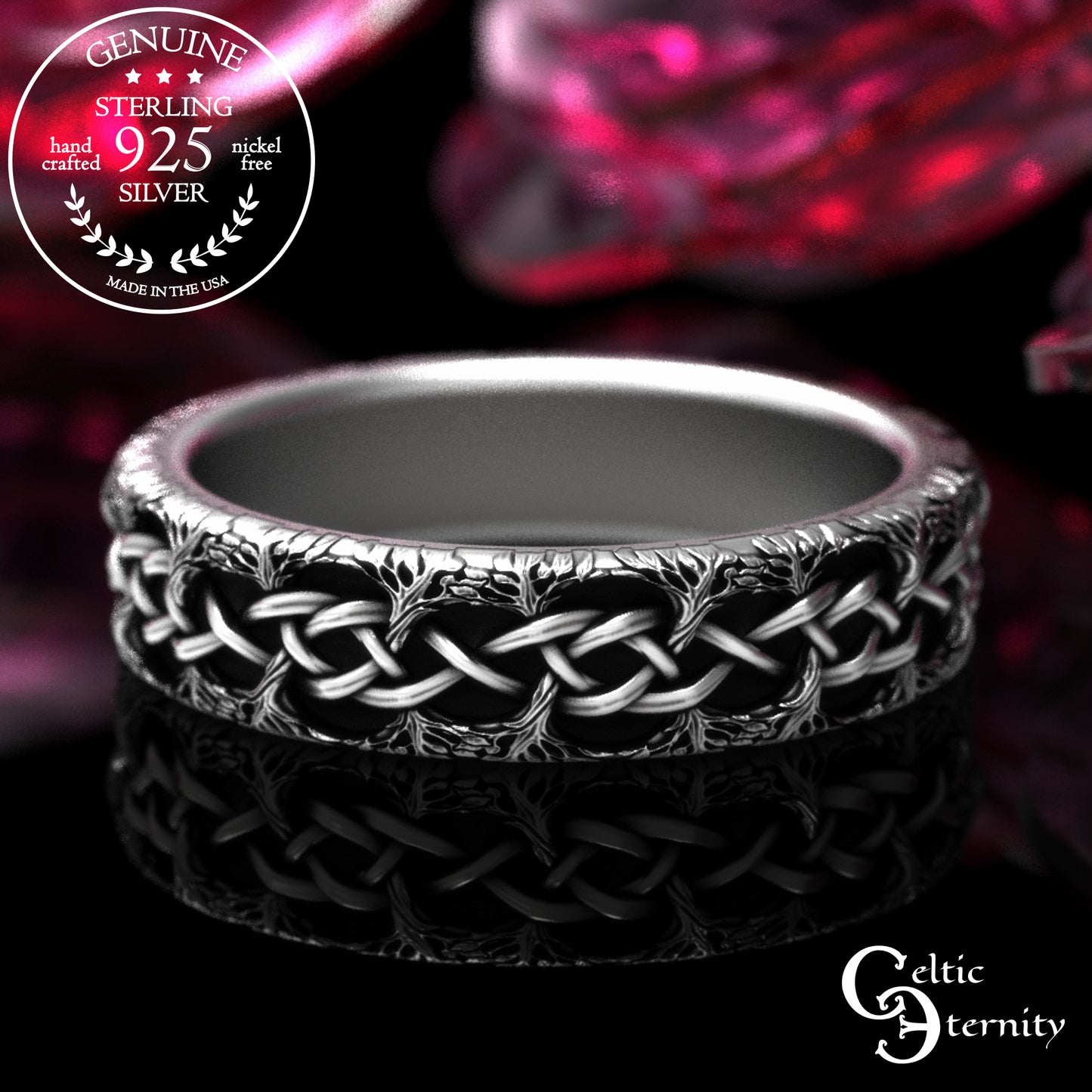 Woman's Sterling Celtic Knotted Forest Wedding Band, 2044