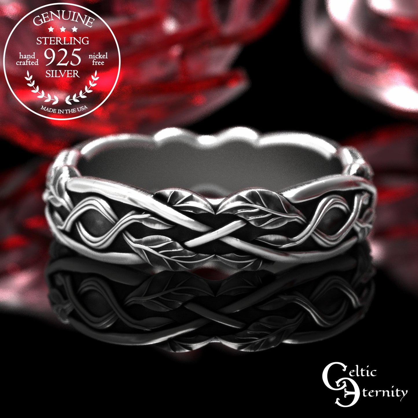 Sterling Women's Irish Tree Vines Wedding Band, 2050