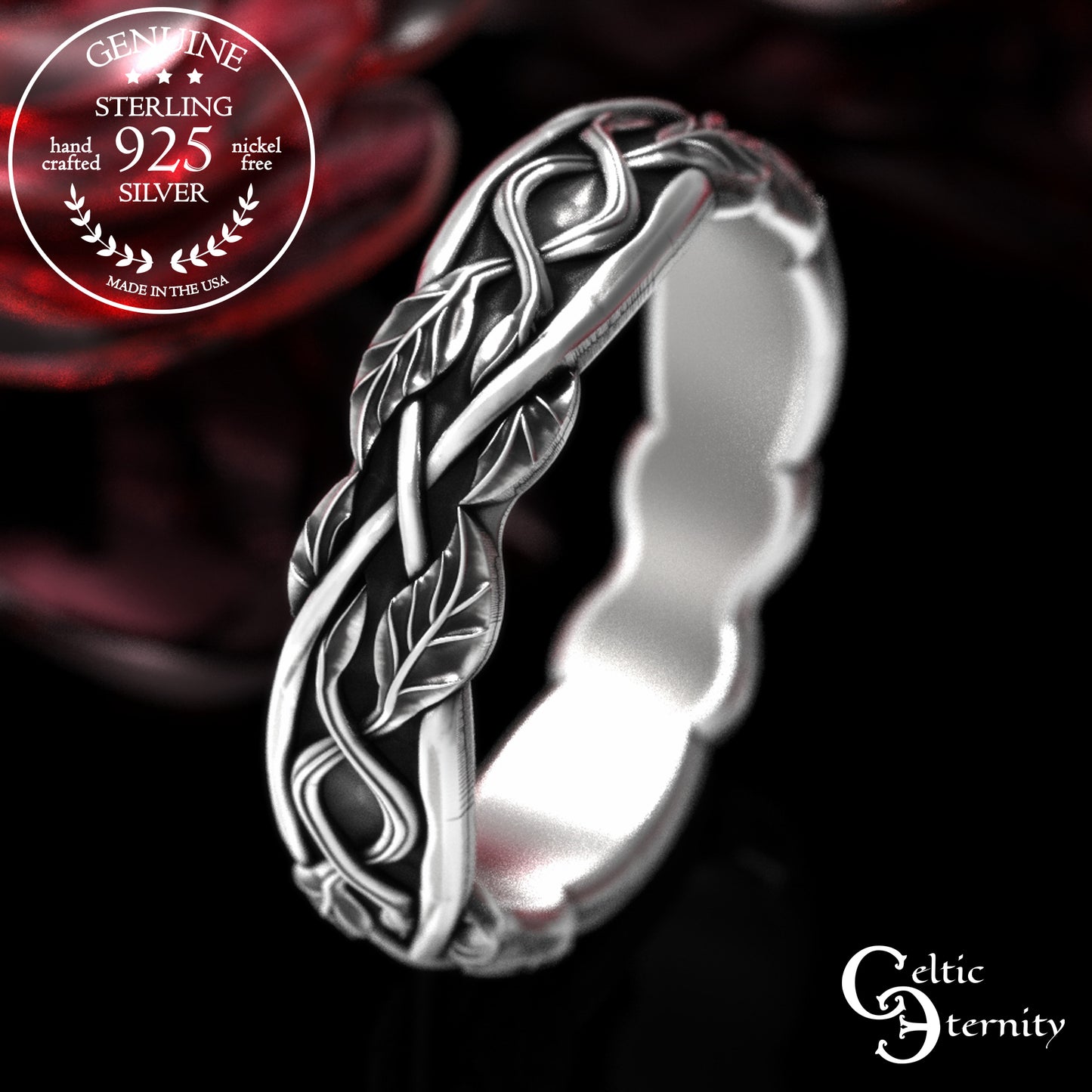 Sterling Women's Irish Tree Vines Wedding Band, 2050
