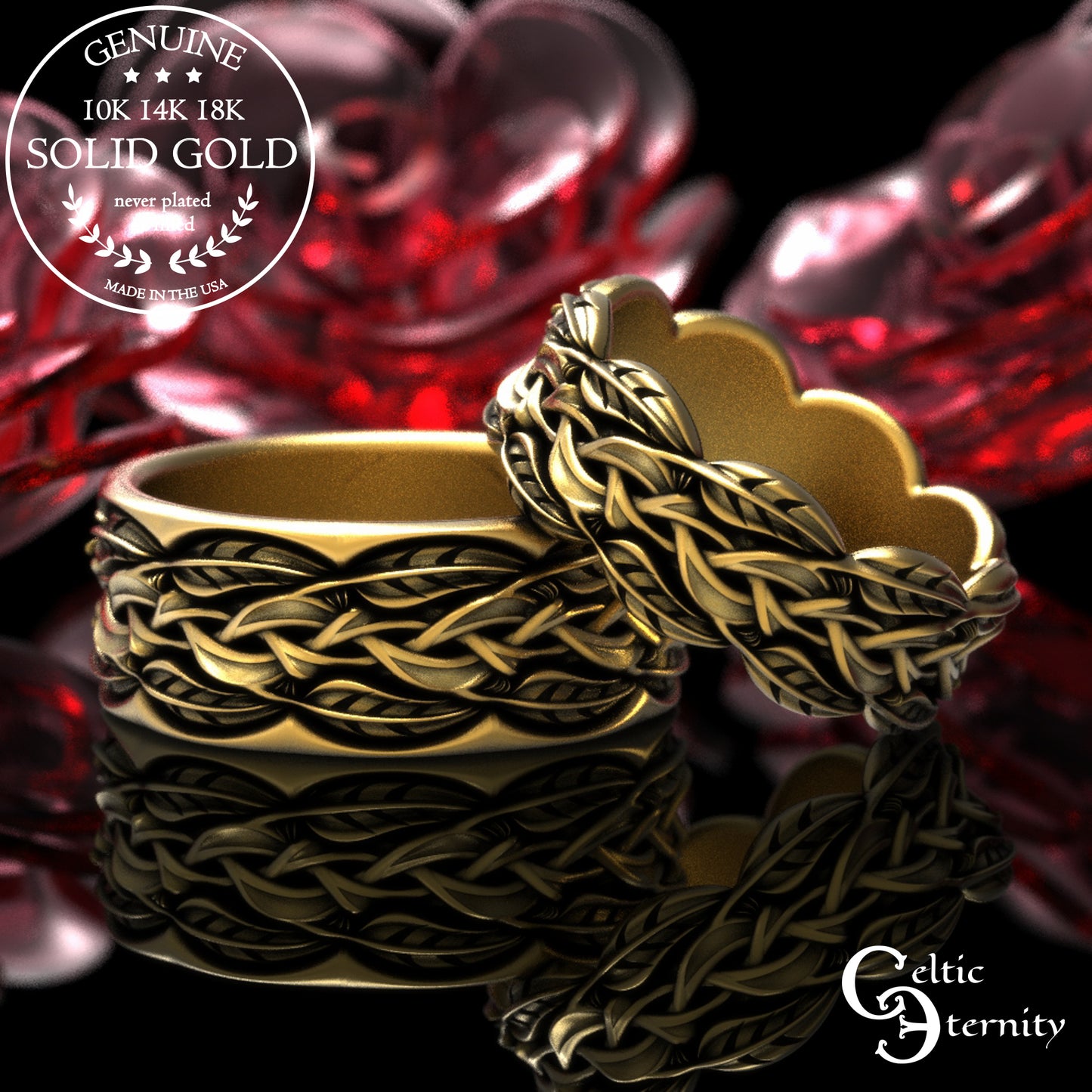 Sterling Silver Men's Woven Leaves & Branches Wedding Band, 2055