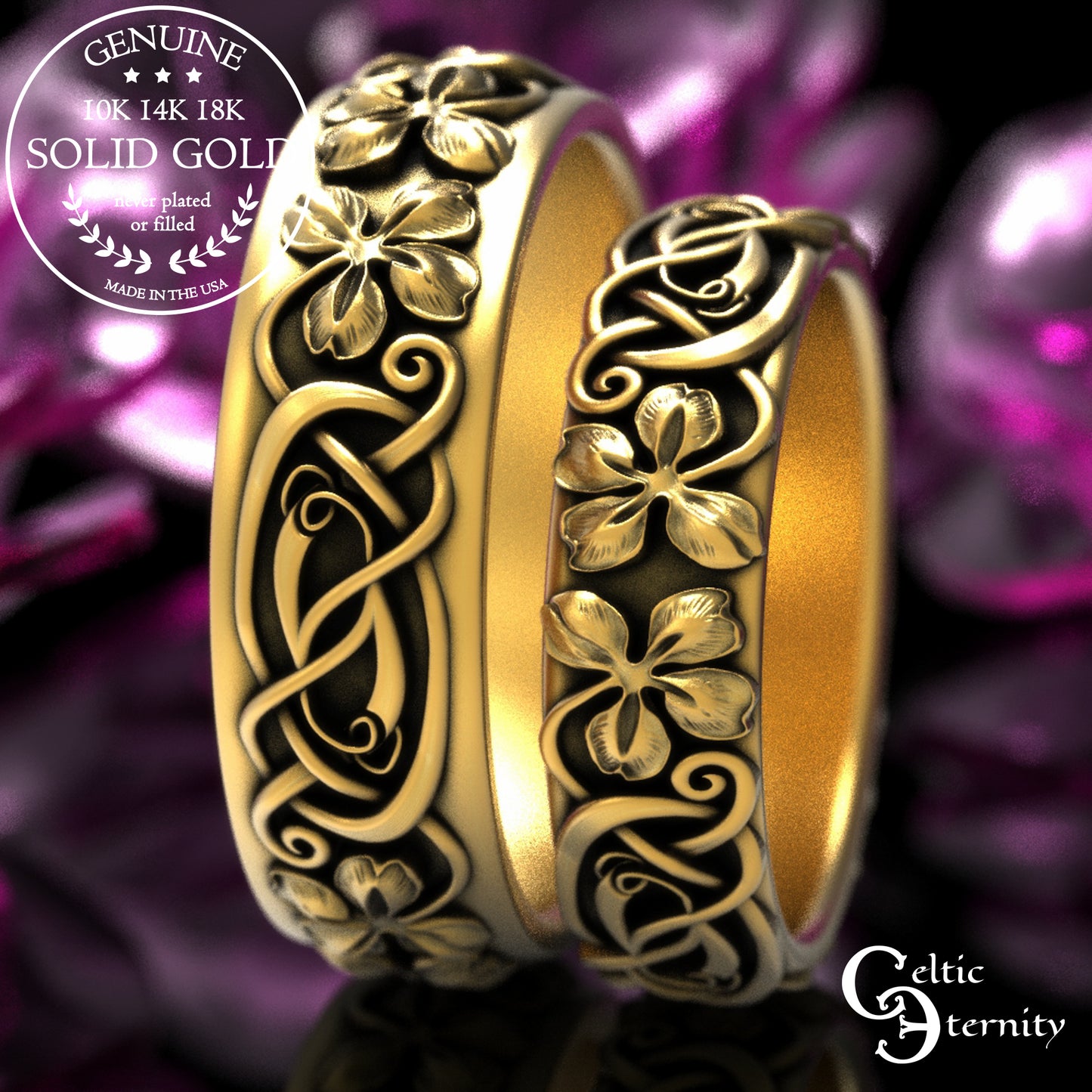 Men's Sterling Lucky Four-Leaf Clover Wedding Band, 2066