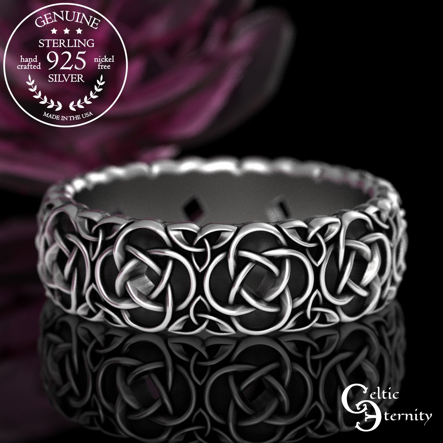Matching Sterling Irish Quaternary Knot Wedding Ring Set, 2080 2081