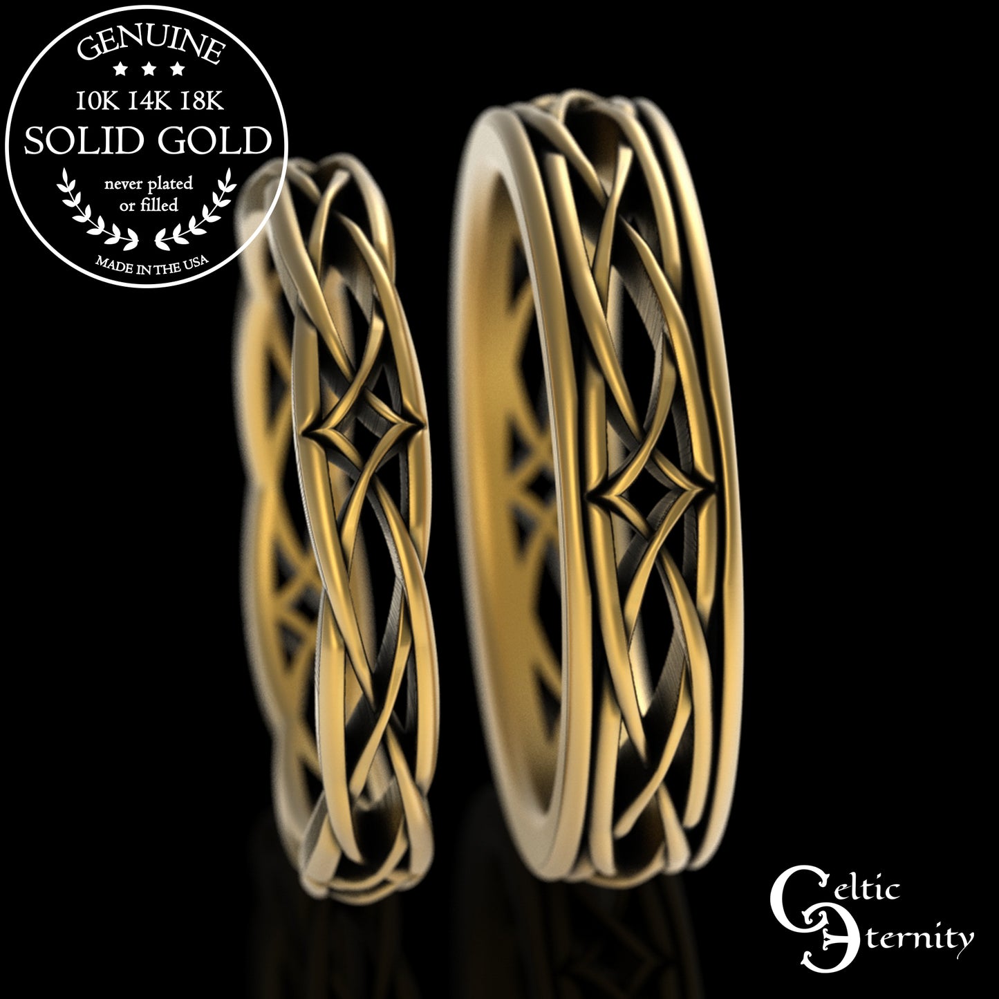 Sterling Bride & Groom Irish Diamond-Weave Wedding Band Set, 2083 2085