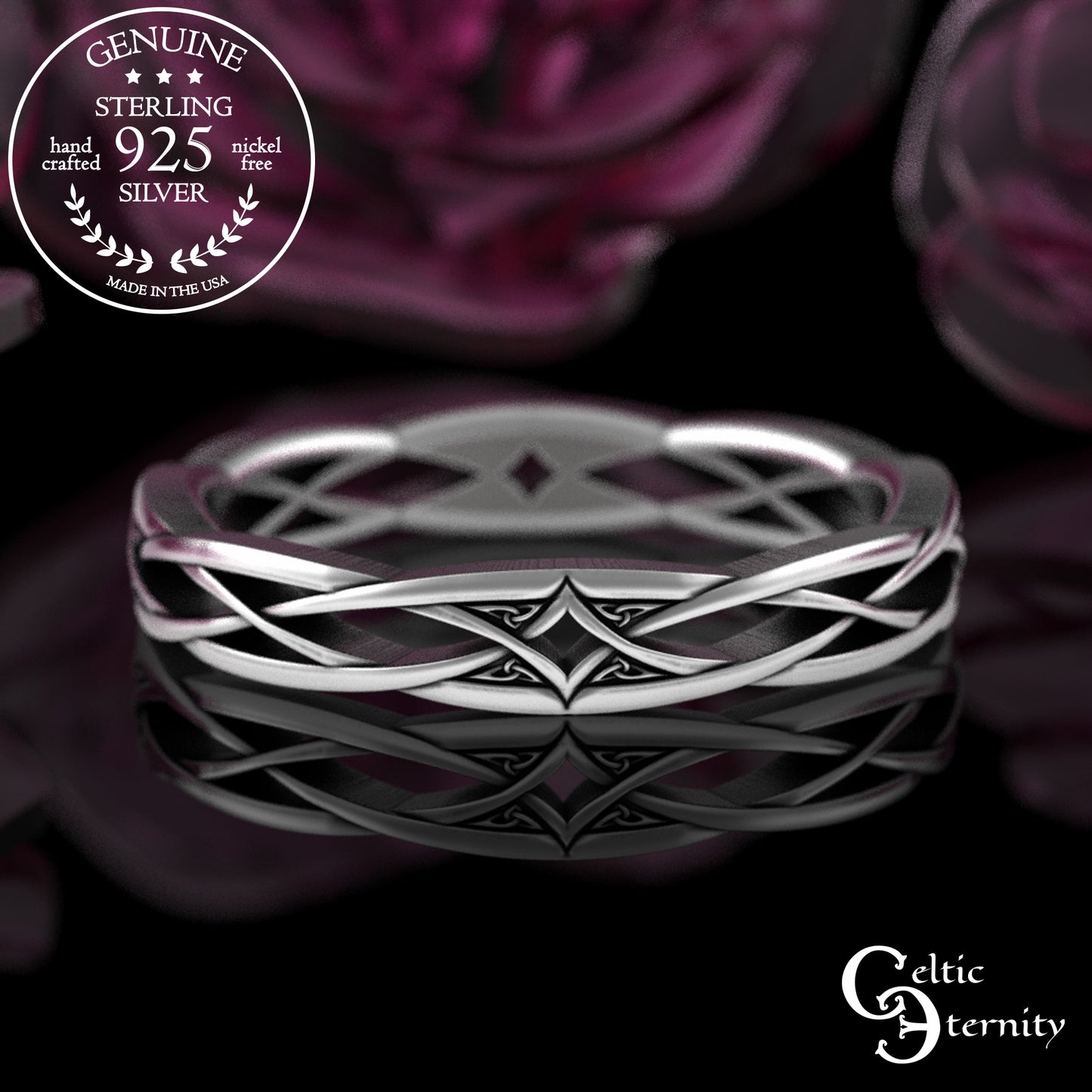 Woman's Intricate Diamond-Weave Celtic Wedding Band, 2084