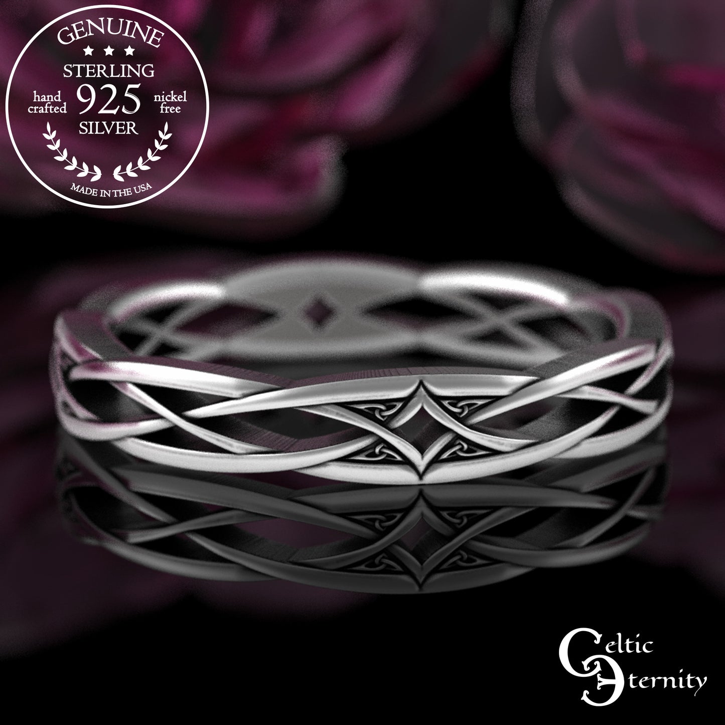 Woman's Intricate Diamond-Weave Celtic Wedding Band, 2084