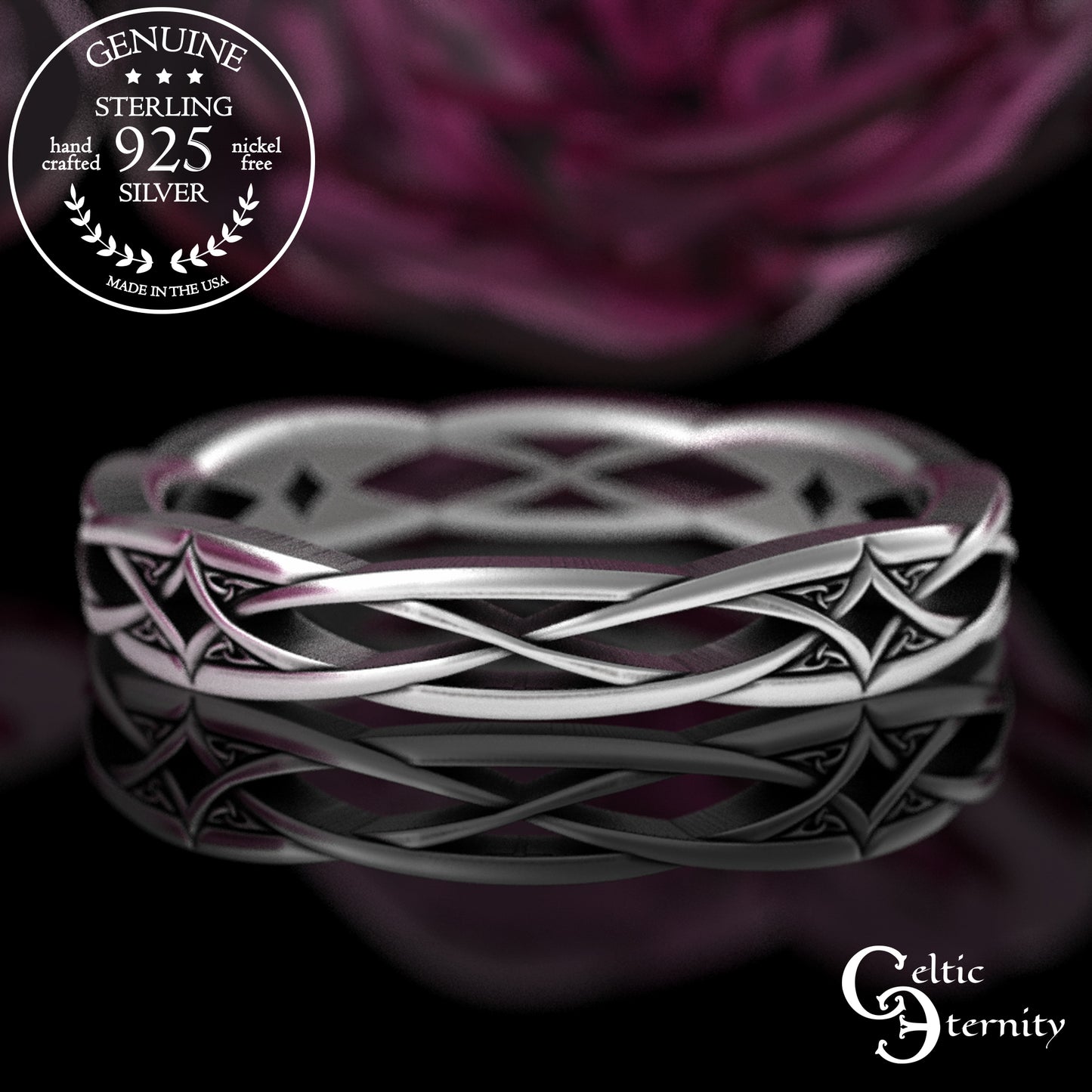 Woman's Intricate Diamond-Weave Celtic Wedding Band, 2084