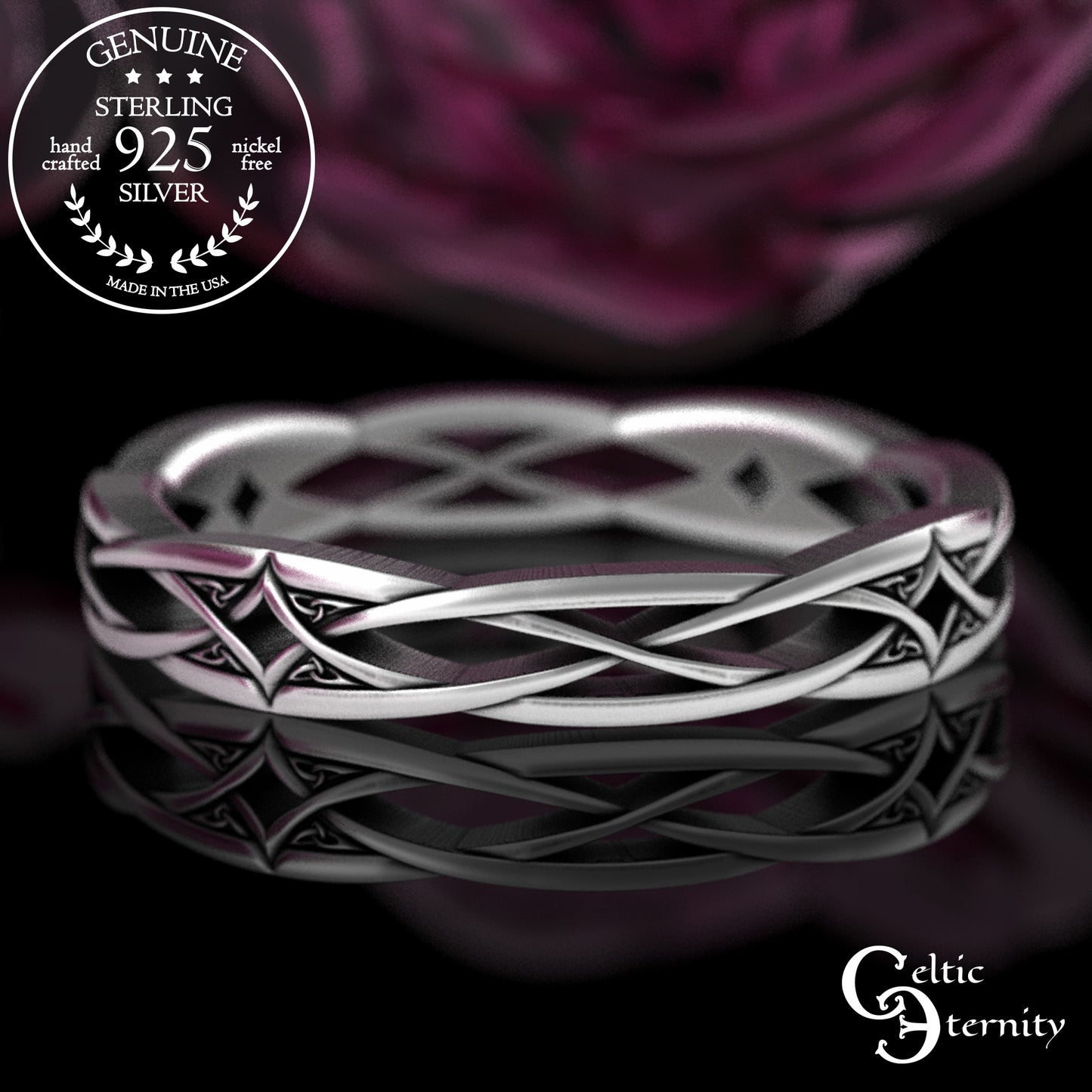 Woman's Intricate Diamond-Weave Celtic Wedding Band, 2084