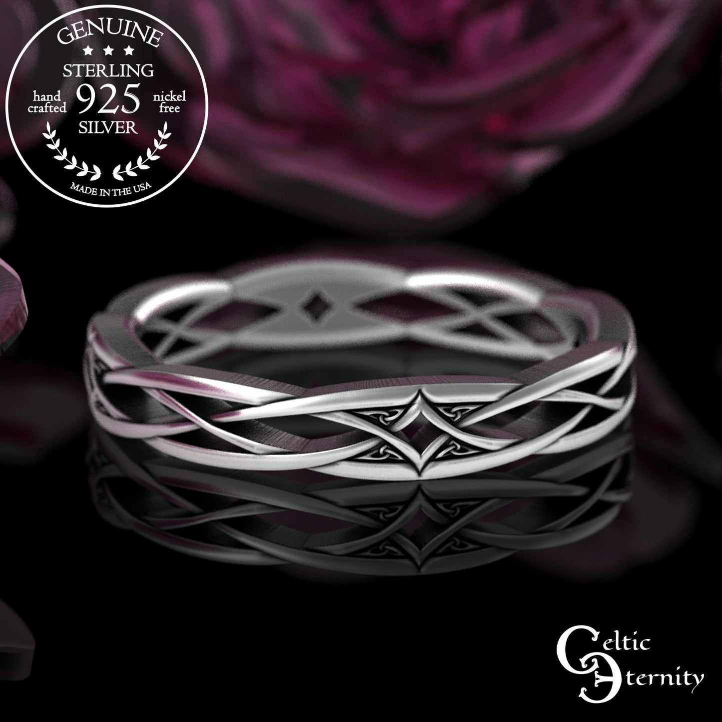 Woman's Intricate Diamond-Weave Celtic Wedding Band, 2084