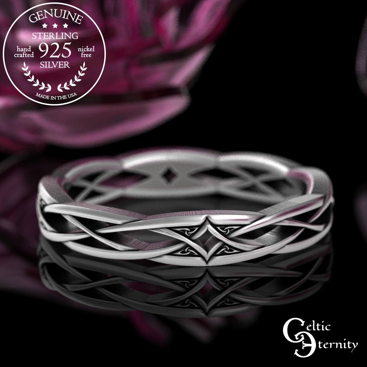 Woman's Intricate Diamond-Weave Celtic Wedding Band, 2084