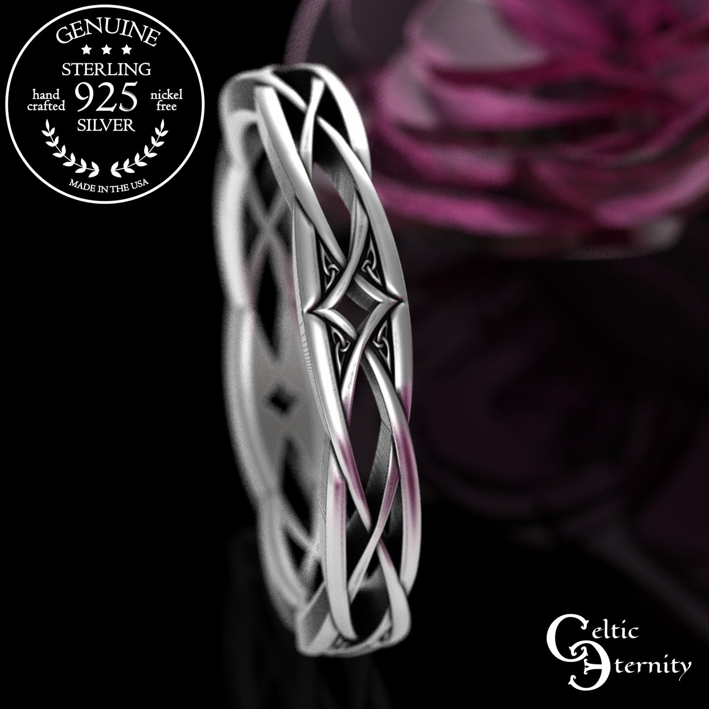 Woman's Intricate Diamond-Weave Celtic Wedding Band, 2084