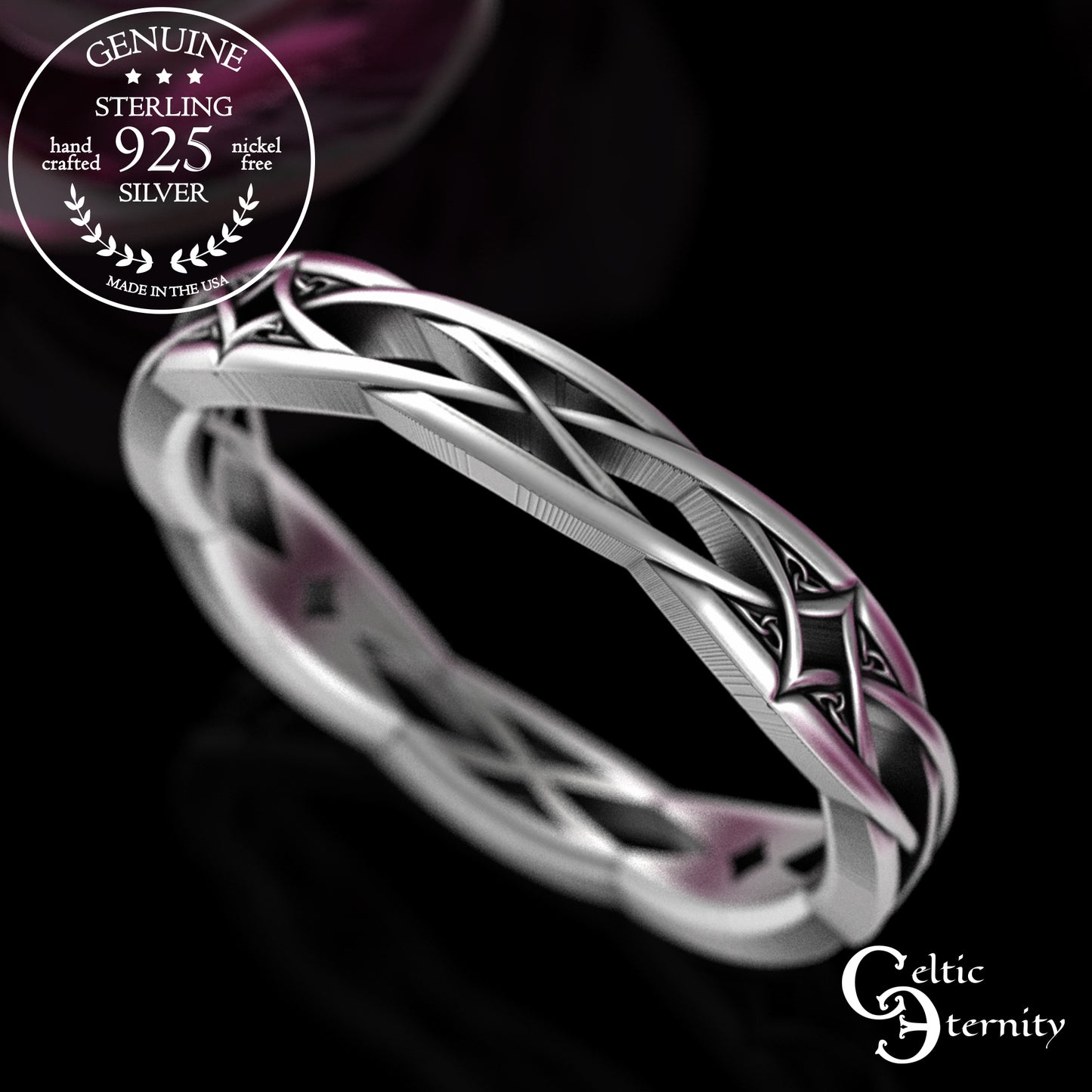 Woman's Intricate Diamond-Weave Celtic Wedding Band, 2084