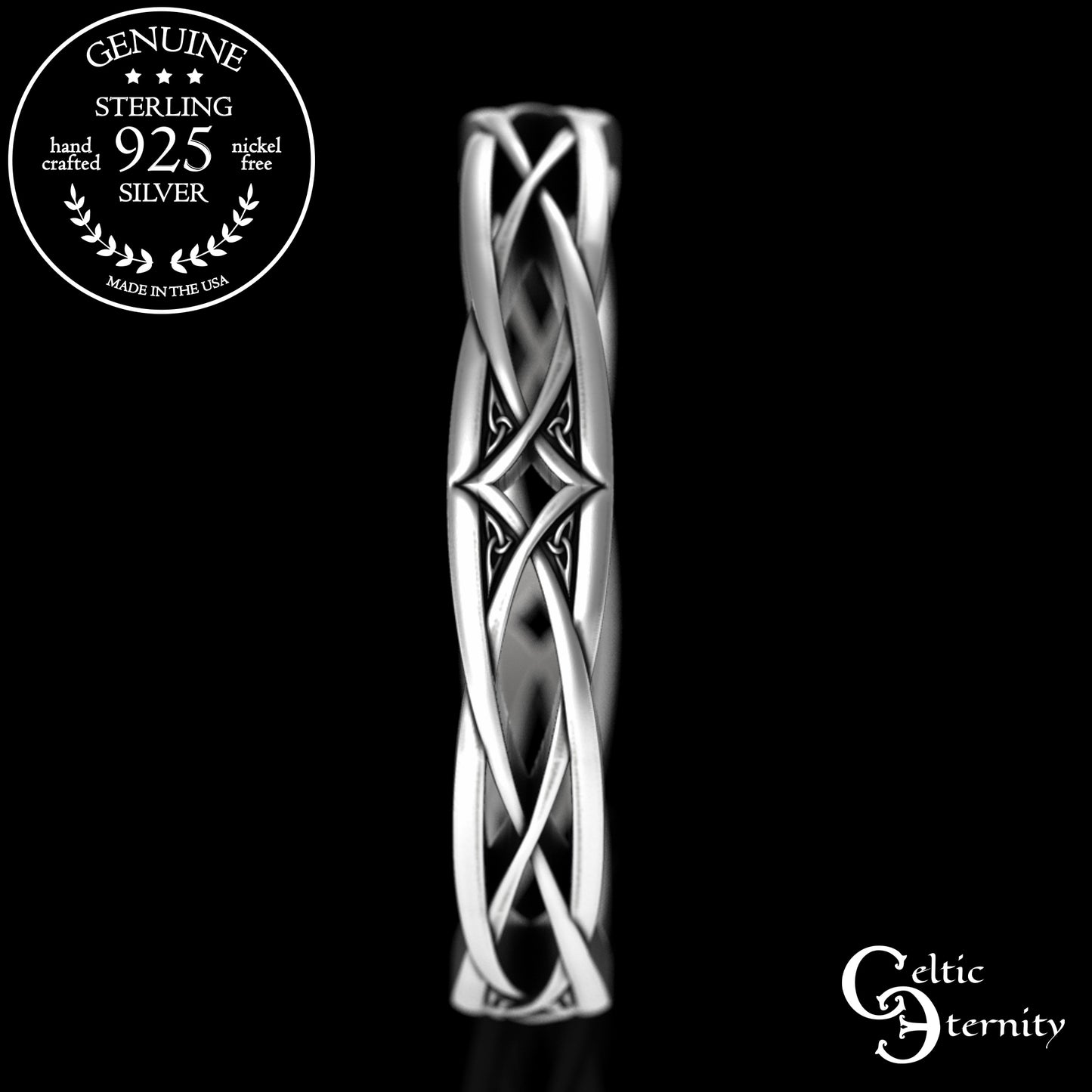 Woman's Intricate Diamond-Weave Celtic Wedding Band, 2084