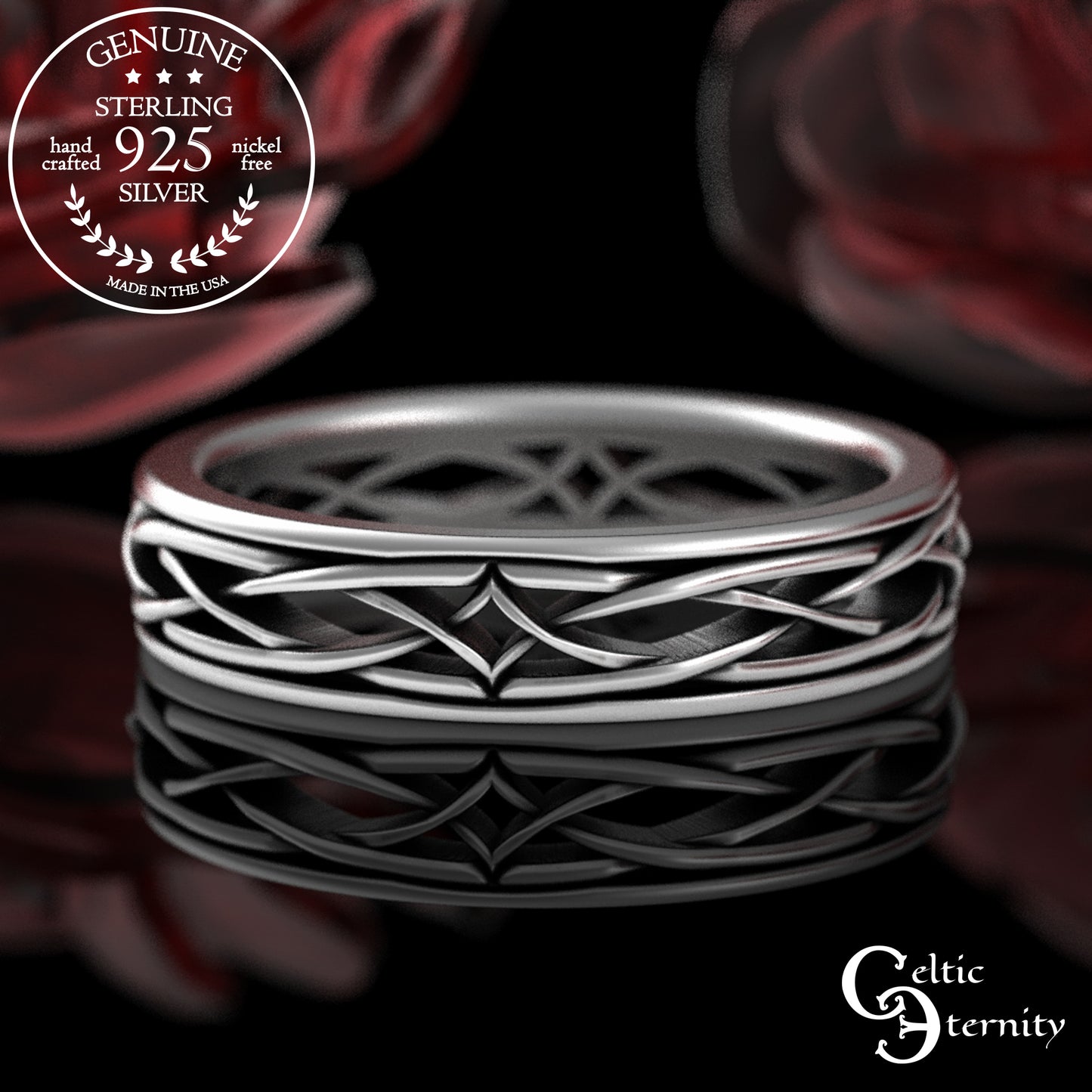 Sterling Bride & Groom Irish Diamond-Weave Wedding Band Set, 2083 2085