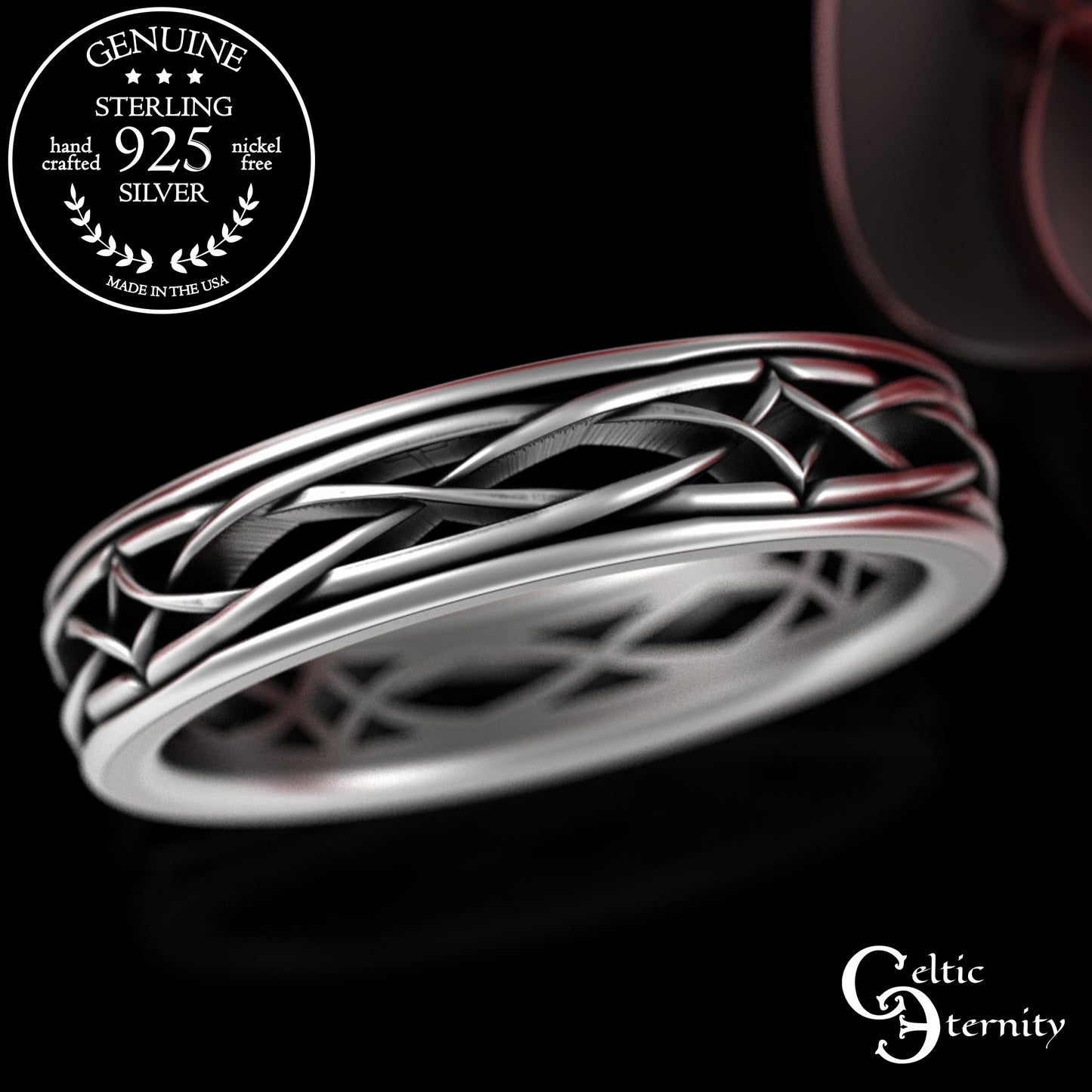 Sterling Bride & Groom Irish Diamond-Weave Wedding Band Set, 2083 2085