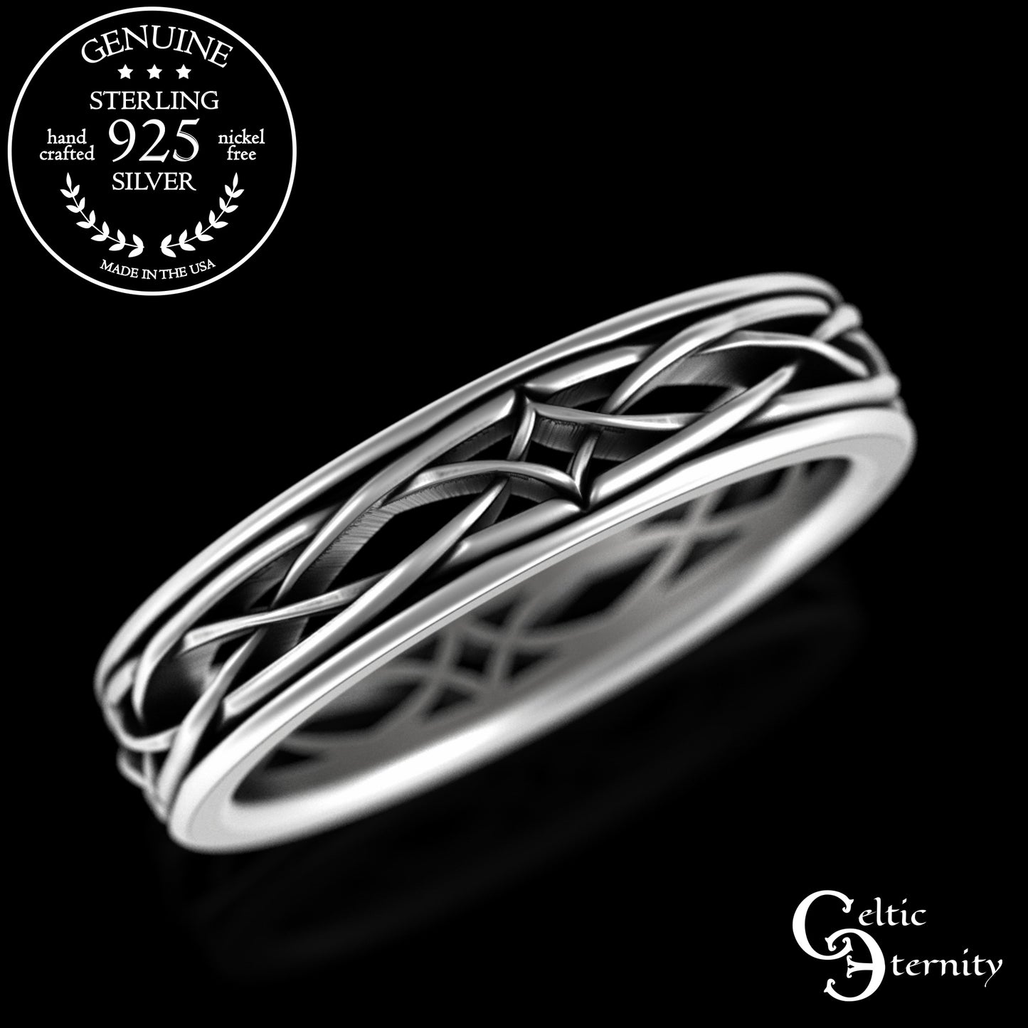 Sterling Bride & Groom Irish Diamond-Weave Wedding Band Set, 2083 2085