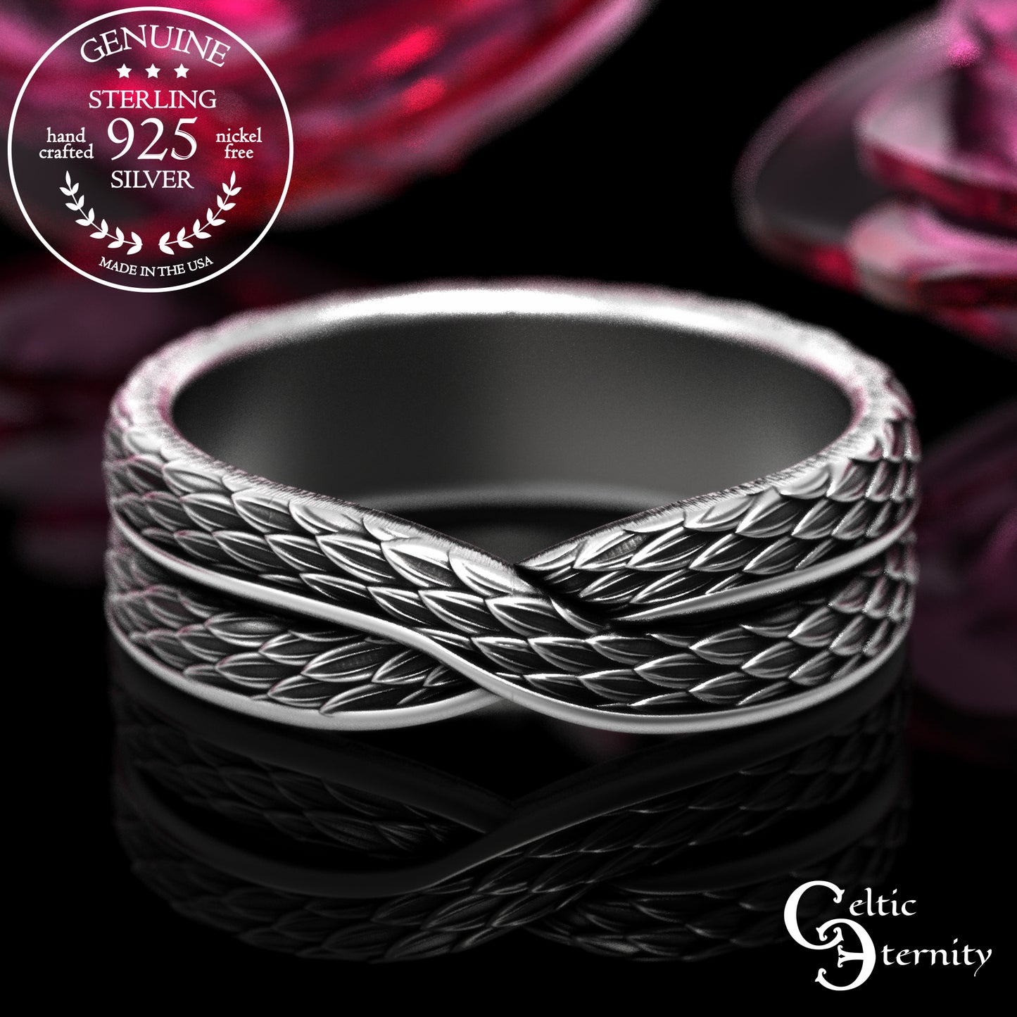 Sterling Infinity Snake Scale Wedding Band, 2089