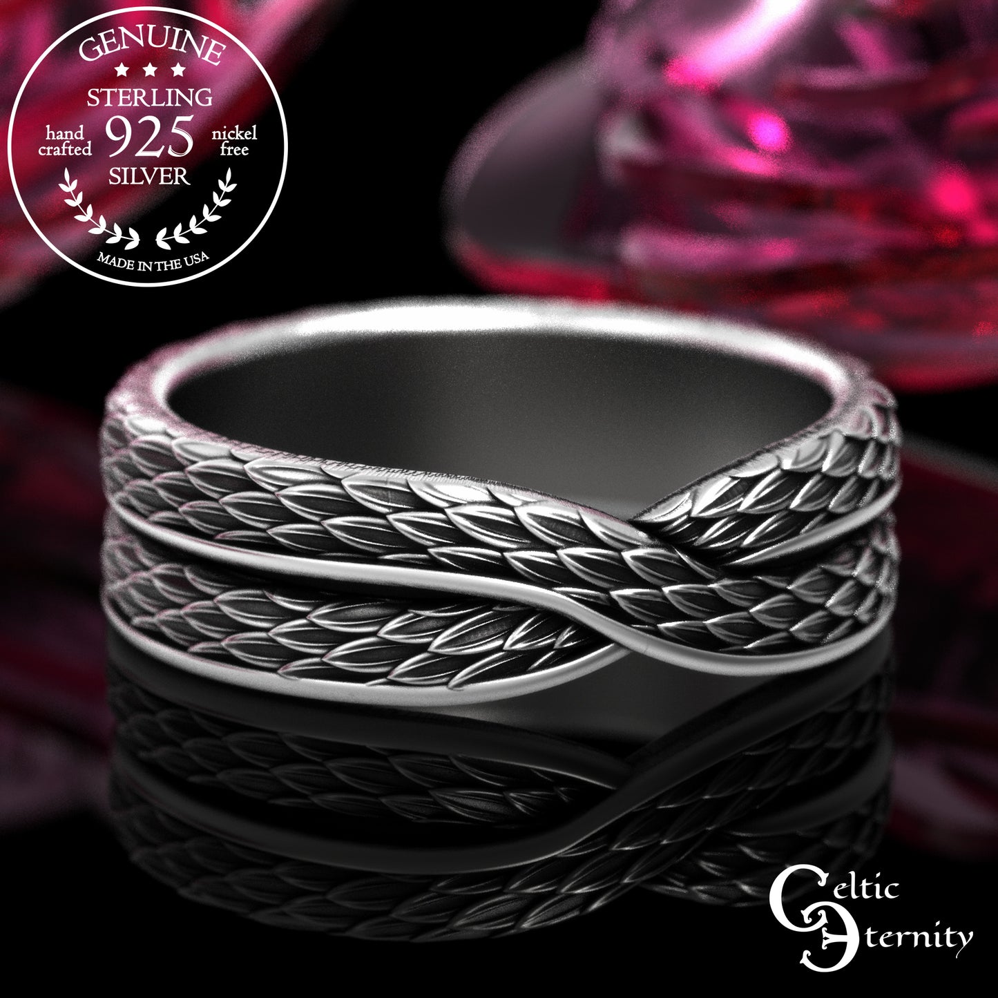 Sterling Infinity Snake Scale Wedding Band, 2089
