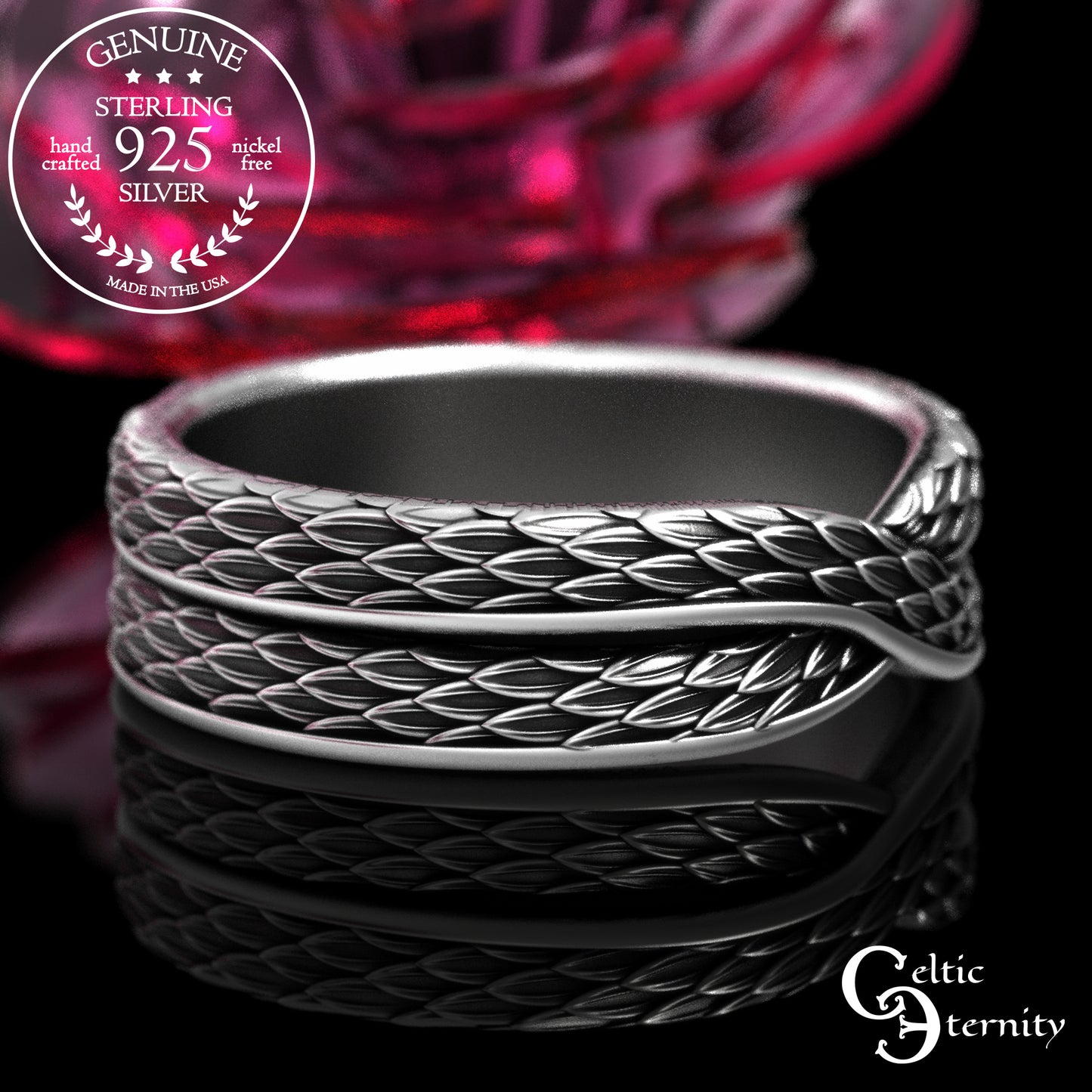 Sterling Infinity Snake Scale Wedding Band, 2089