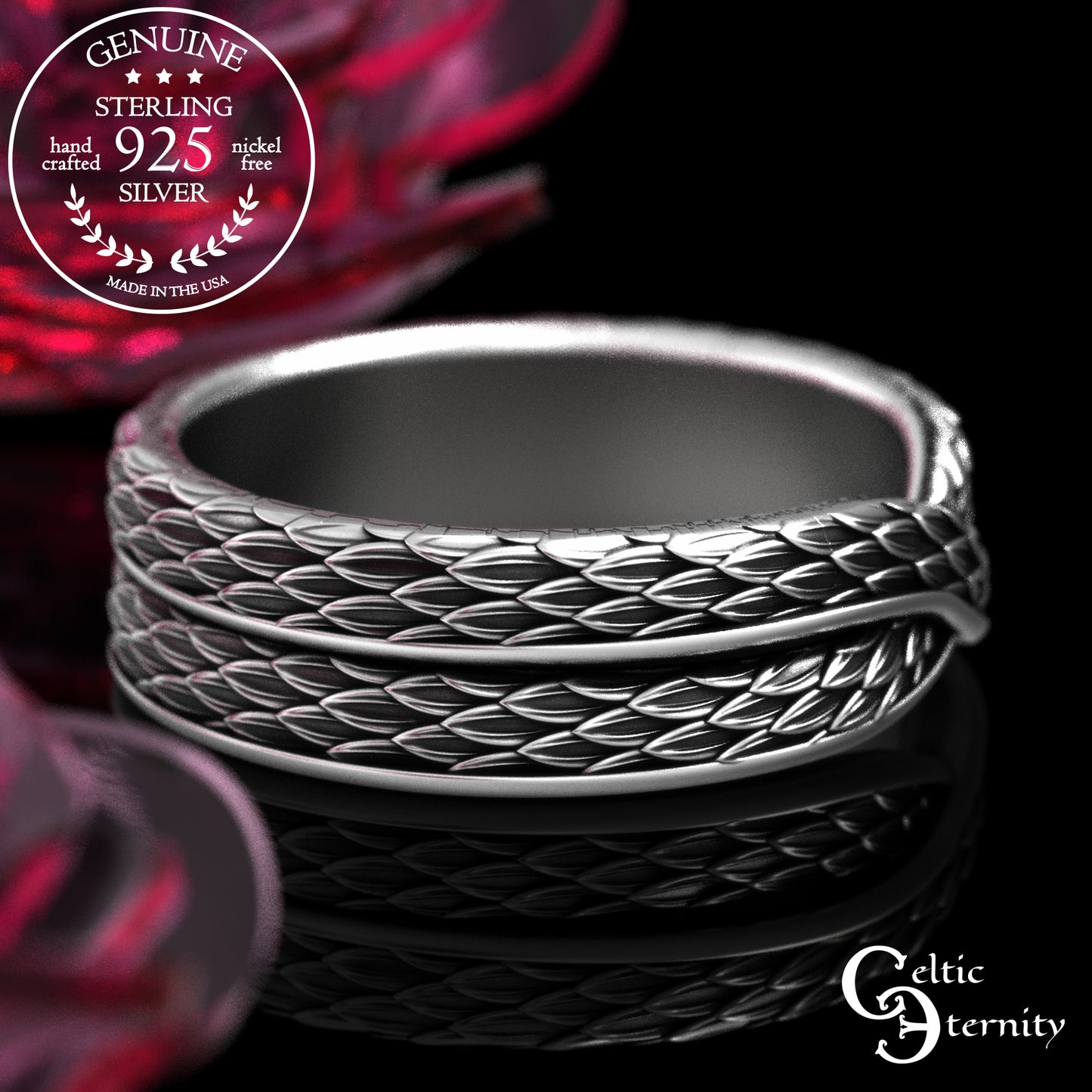 Sterling Infinity Snake Scale Wedding Band, 2089