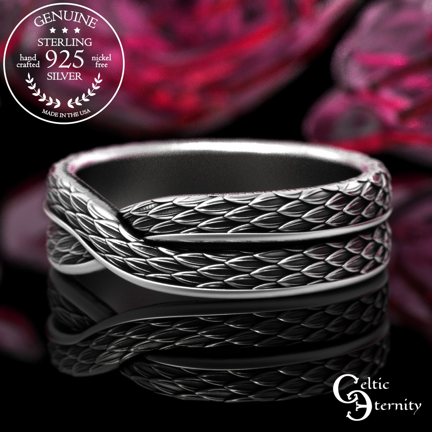Sterling Infinity Snake Scale Wedding Band, 2089