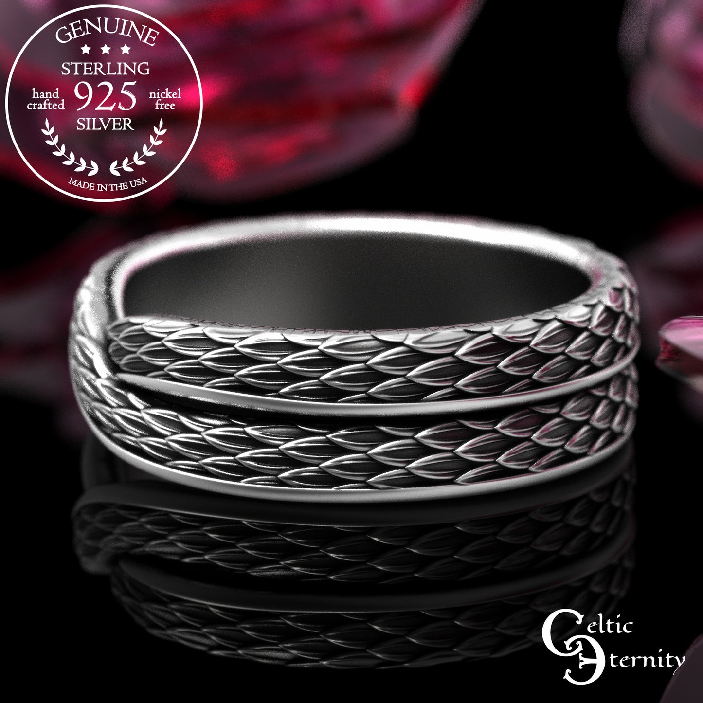 Sterling Infinity Snake Scale Wedding Band, 2089