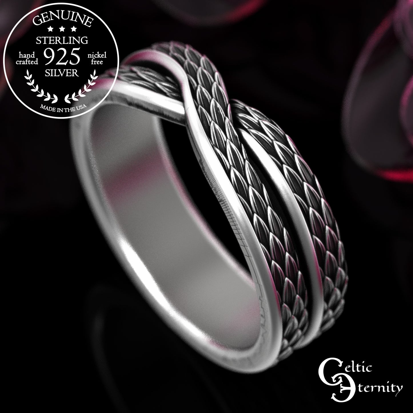 Sterling Infinity Snake Scale Wedding Band, 2089