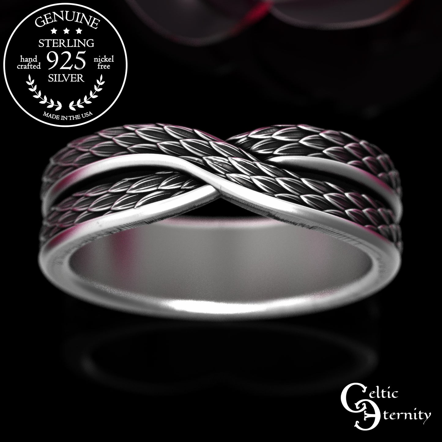 Sterling Infinity Snake Scale Wedding Band, 2089