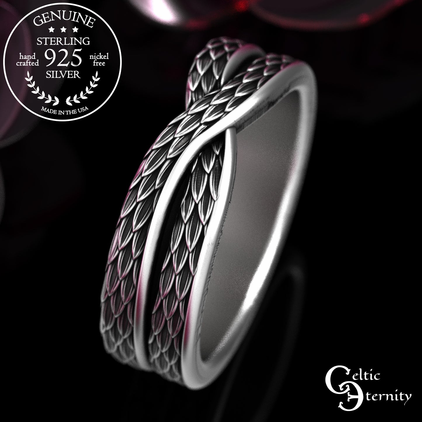 Sterling Infinity Snake Scale Wedding Band, 2089