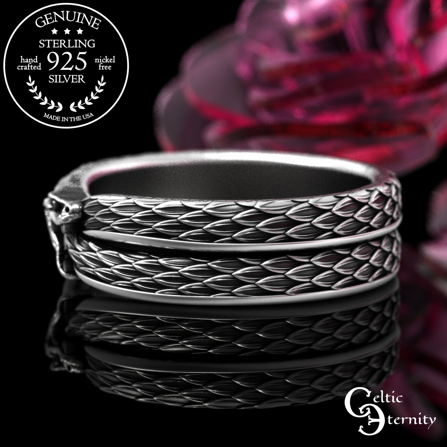 Men's Sterling Ouroboros Serpent Wedding Band, 2091