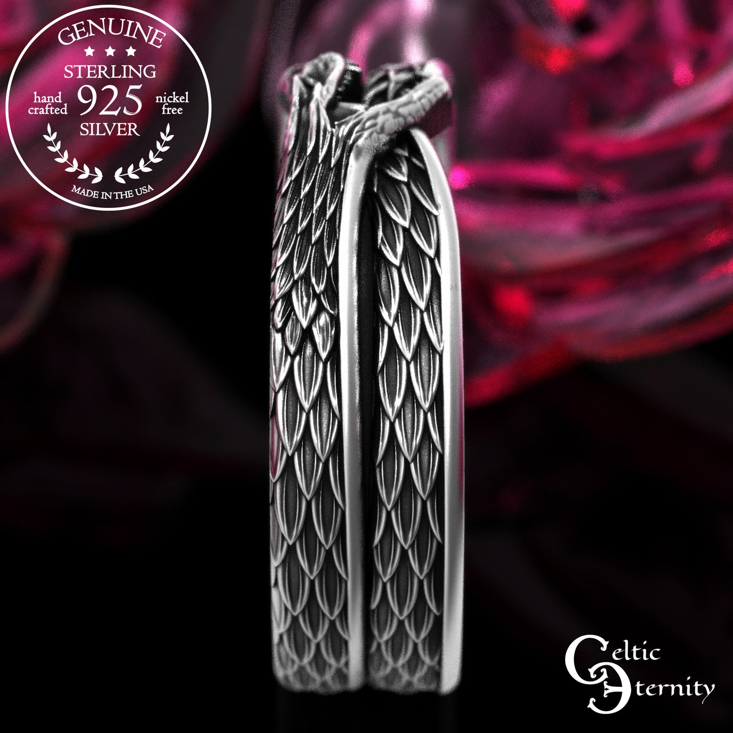 Men's Sterling Ouroboros Serpent Wedding Band, 2091
