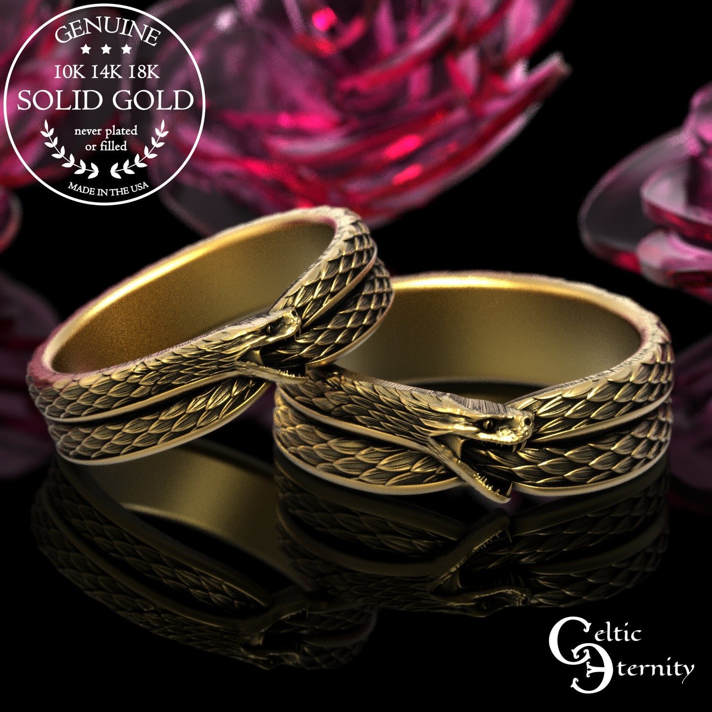 Women's Sterling Ouroboros Snake Wedding Band, 2092