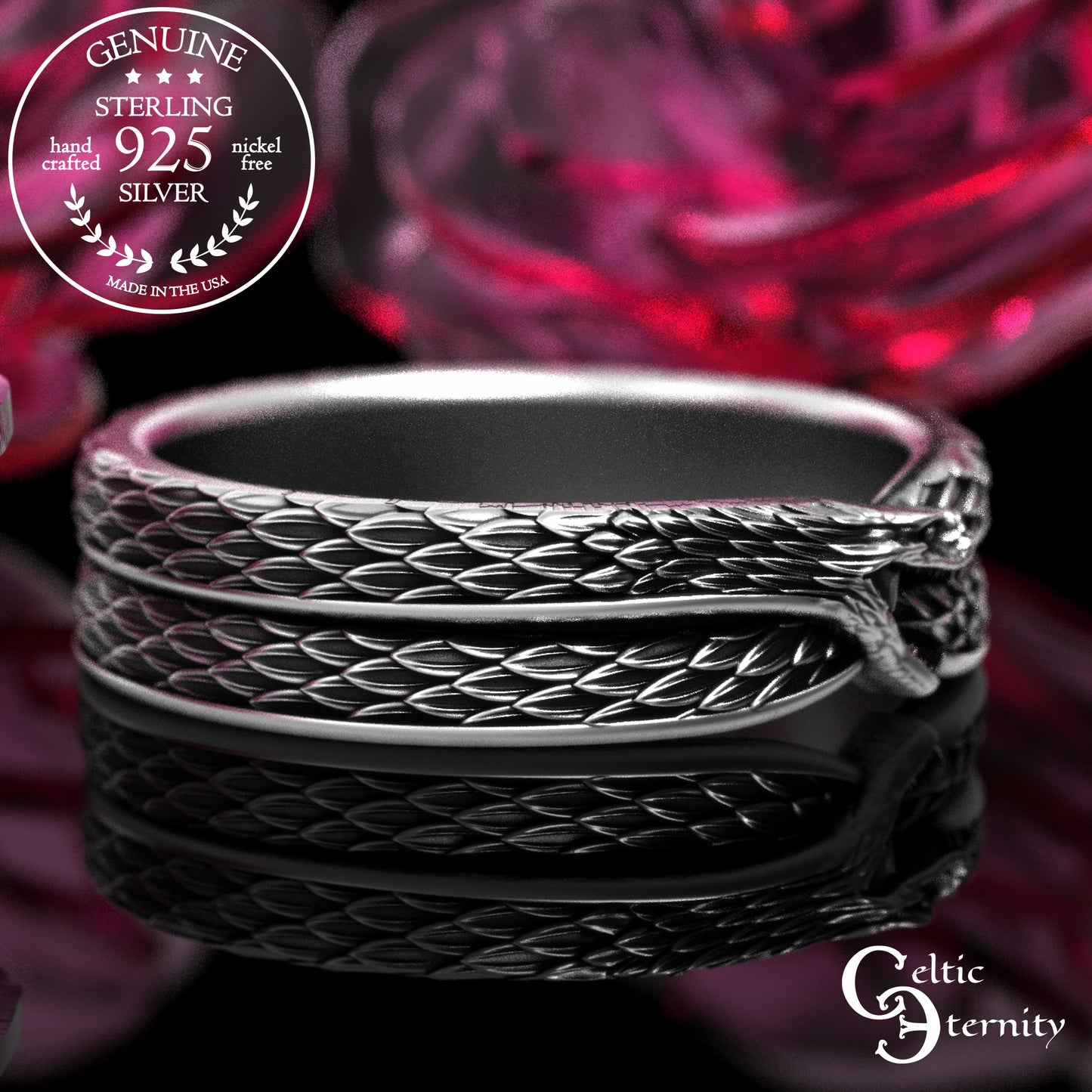 Women's Sterling Ouroboros Snake Wedding Band, 2092