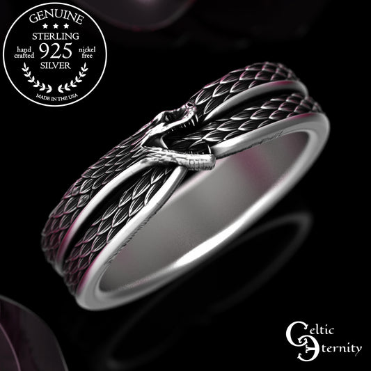 Women's Sterling Ouroboros Snake Wedding Band, 2092