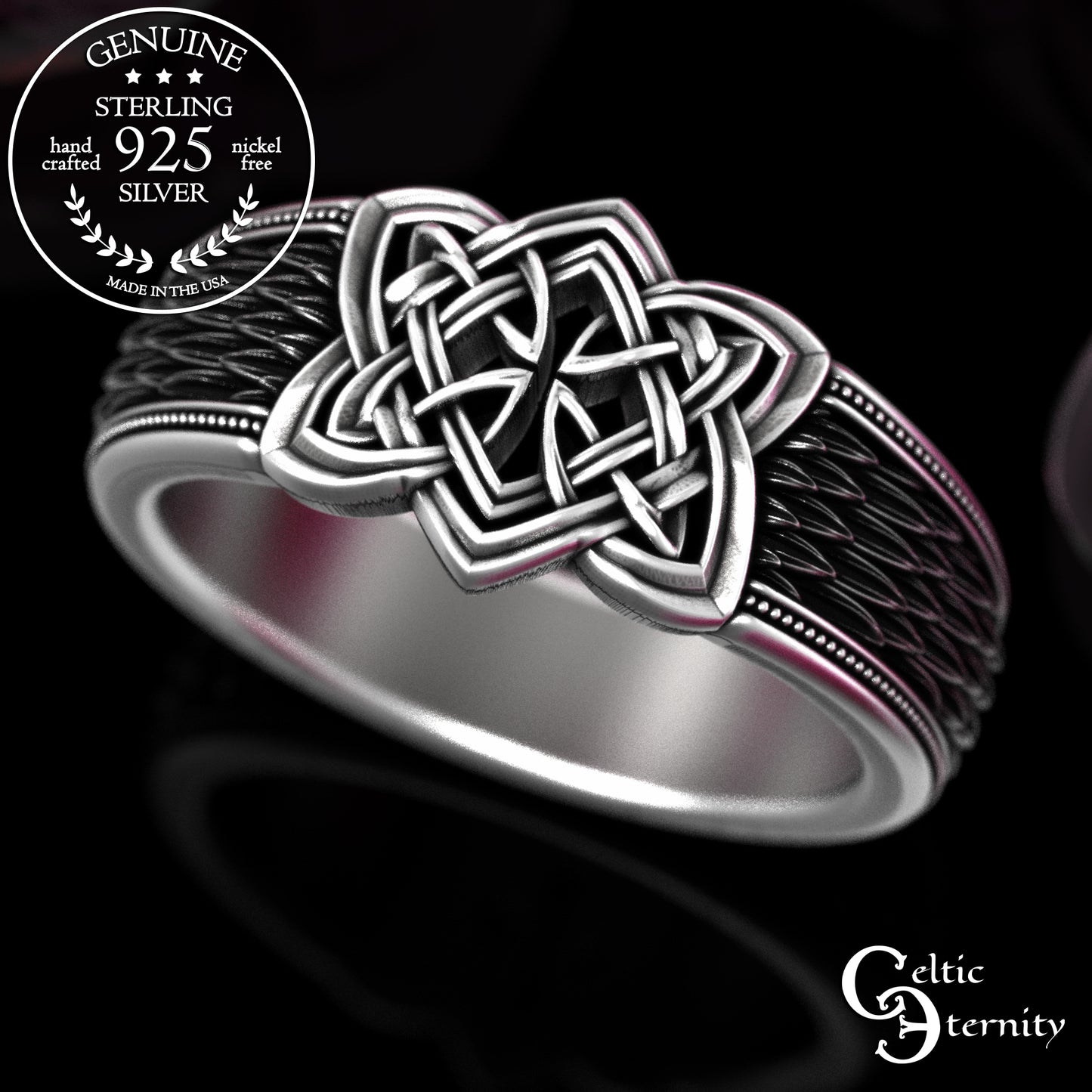 Sterling Silver Men's Snake Scale Celtic Statement Ring, 2095