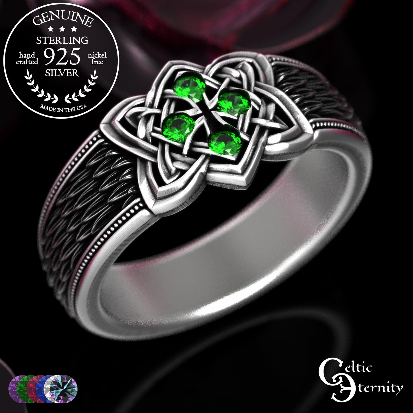 Sterling Celtic Cross & Dragon Scale Men's Ring, 2096
