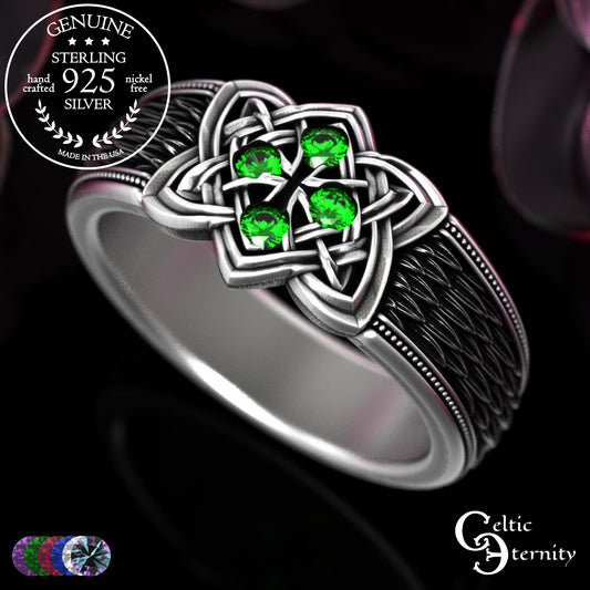 Sterling Celtic Cross & Dragon Scale Men's Ring, 2096