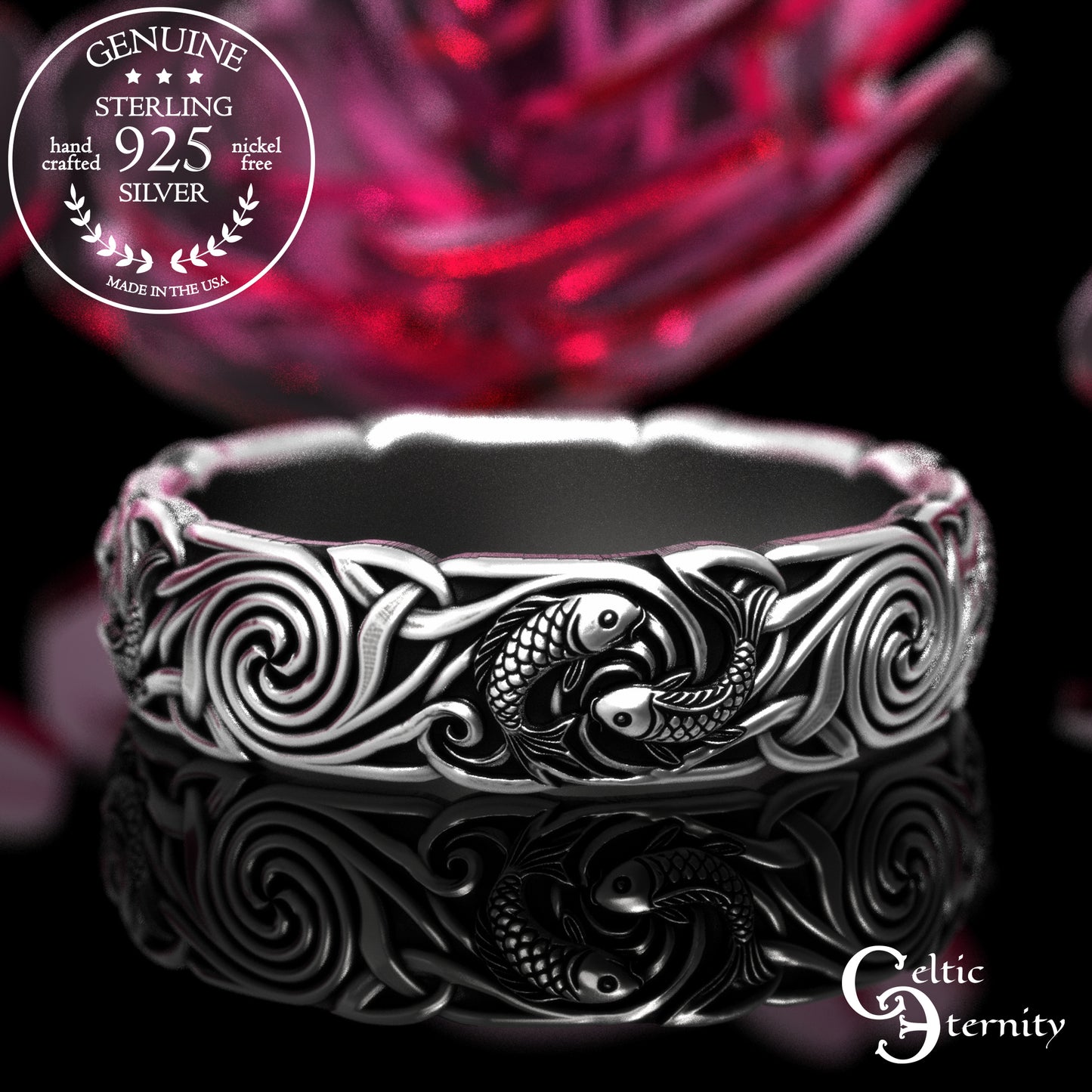 Women's Sterling Koi Fish Wedding Band, 2097
