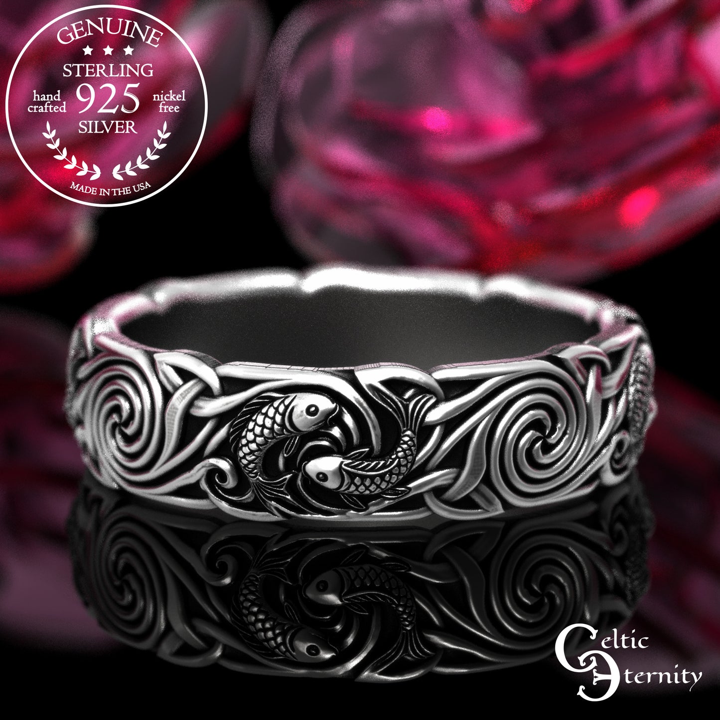 Women's Sterling Koi Fish Wedding Band, 2097