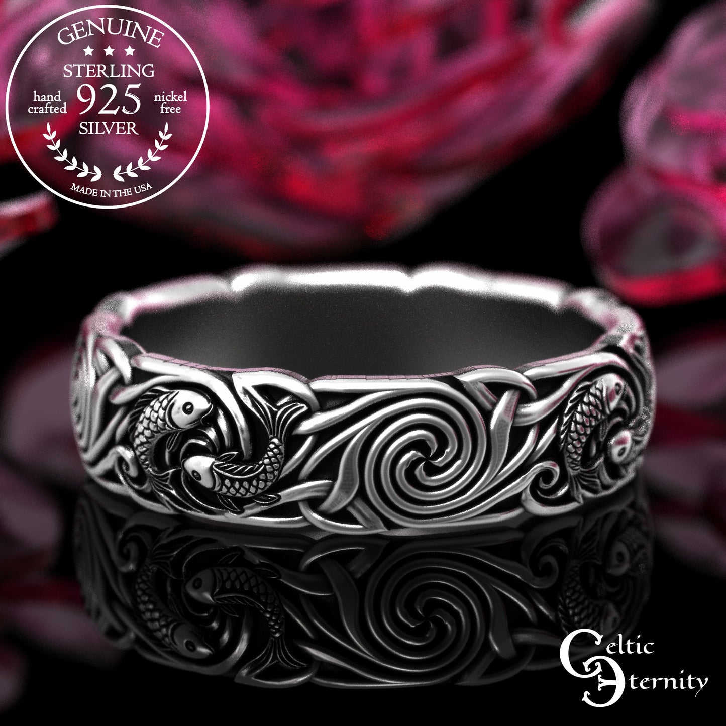 Women's Sterling Koi Fish Wedding Band, 2097