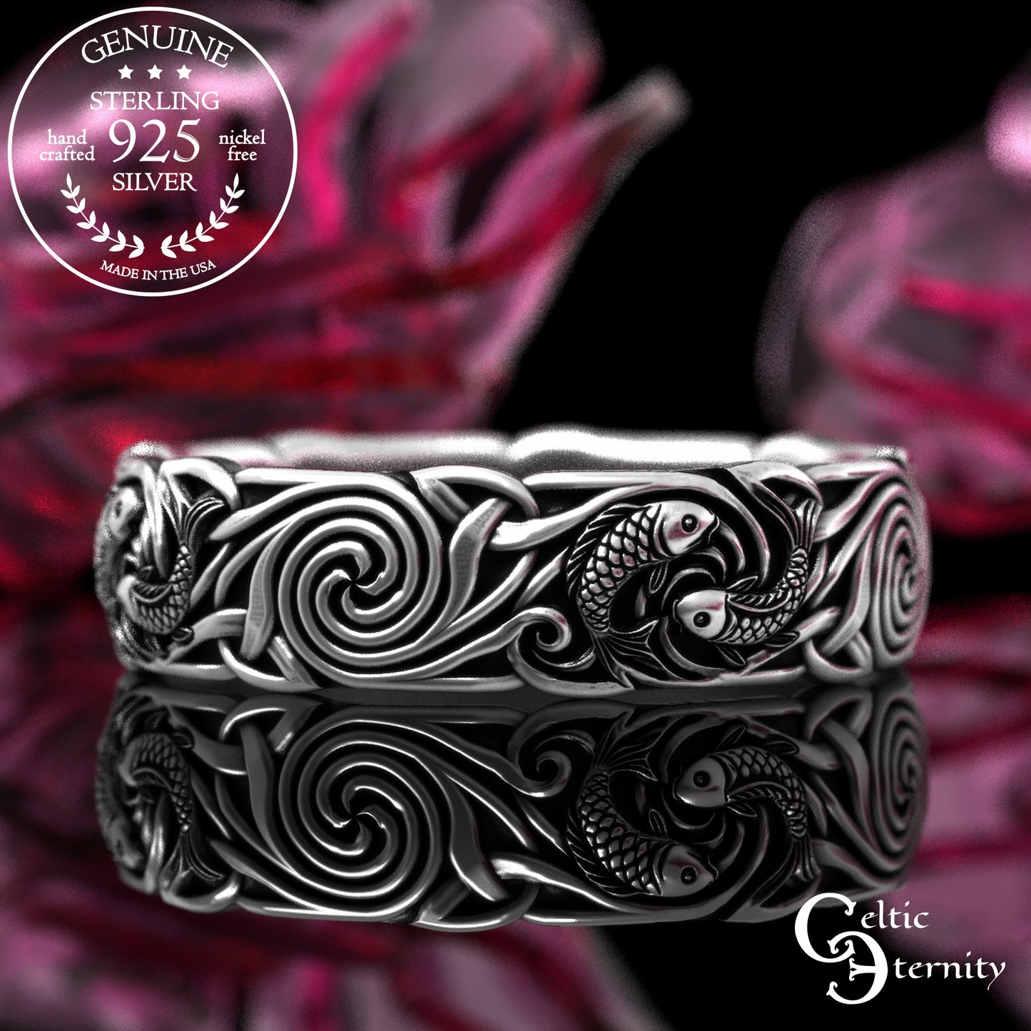 Women's Sterling Koi Fish Wedding Band, 2097