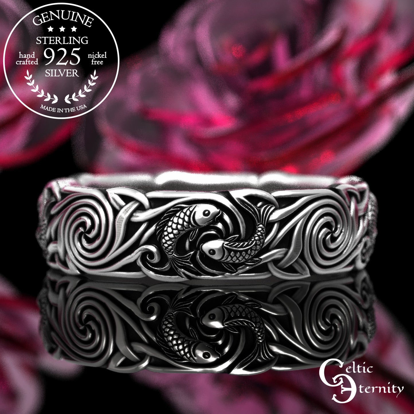 Women's Sterling Koi Fish Wedding Band, 2097
