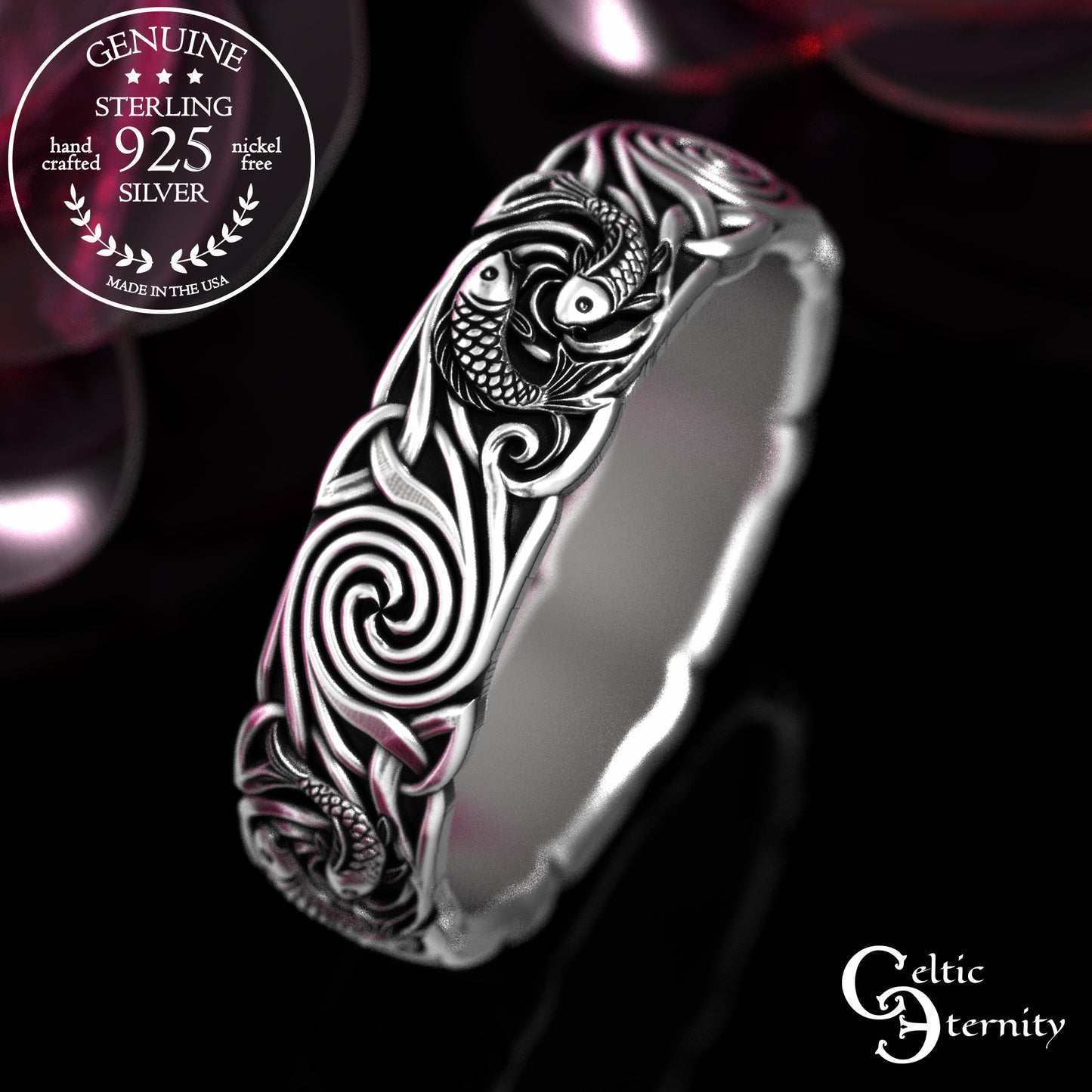 Women's Sterling Koi Fish Wedding Band, 2097