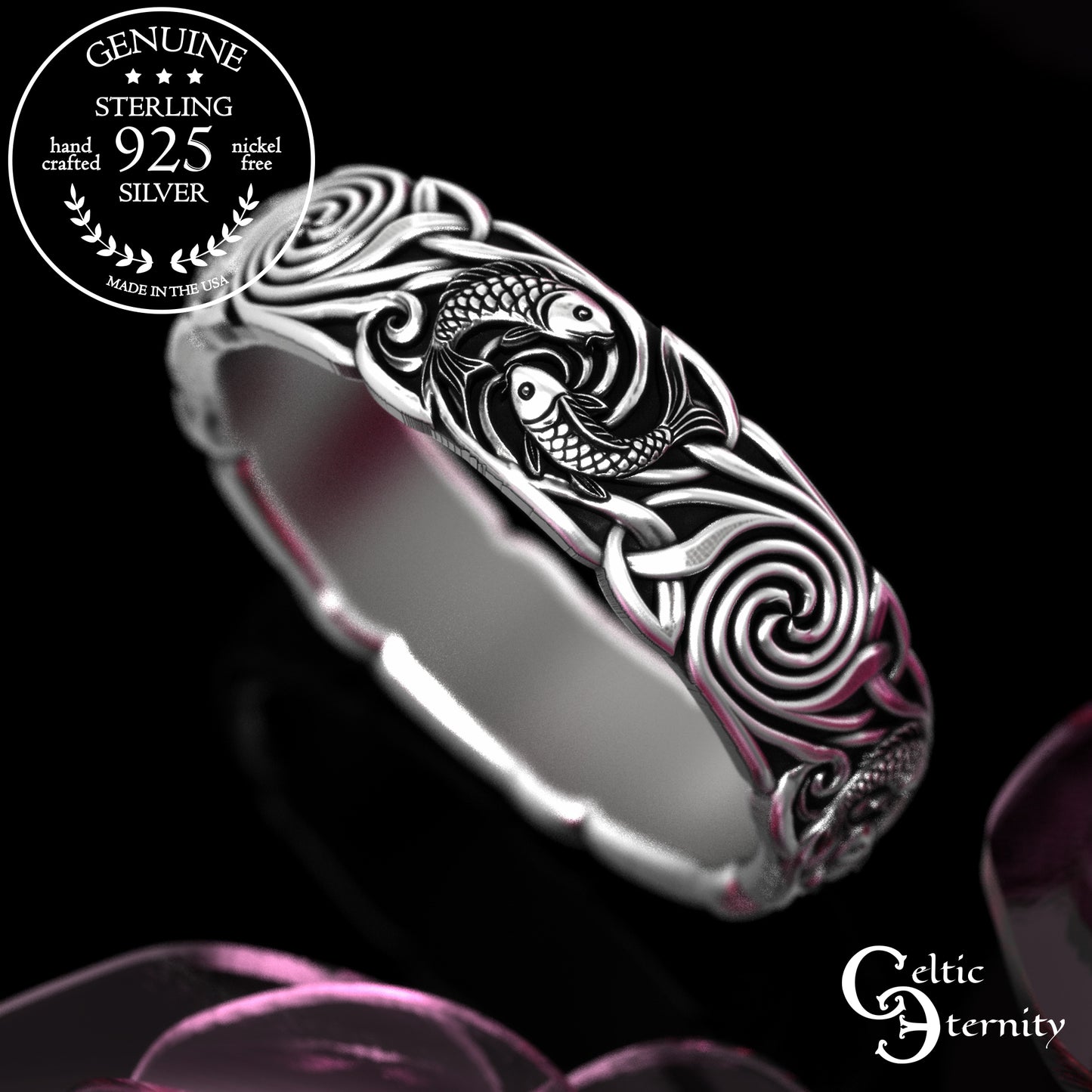 Women's Sterling Koi Fish Wedding Band, 2097