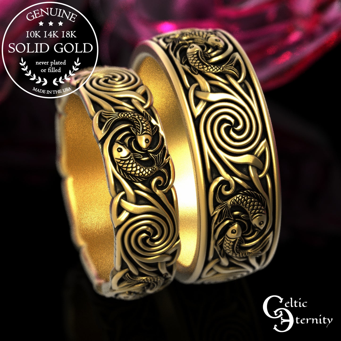 Men's Sterling Koi Fish Wedding Band, 2102