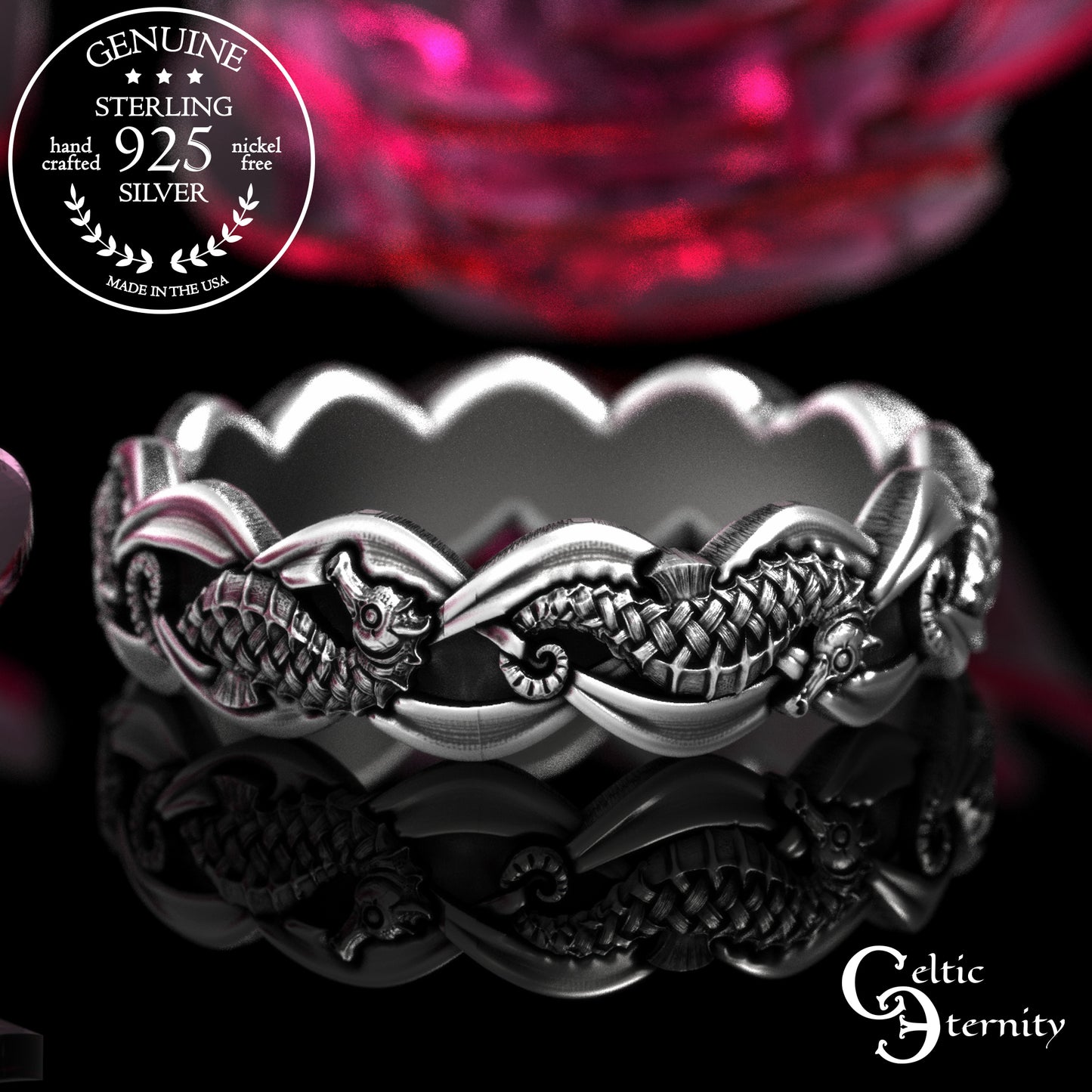 Women's Sterling Seahorse Wedding Band, 2100