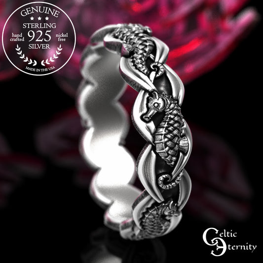 Women's Sterling Seahorse Wedding Band, 2100