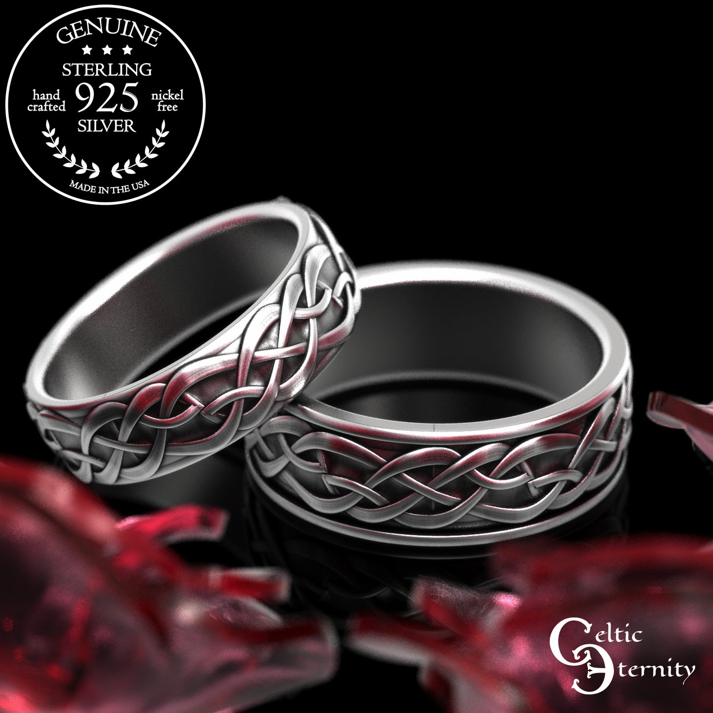 Sterling Bride & Groom Norse Wolves Wedding Band Set, 2106 2111