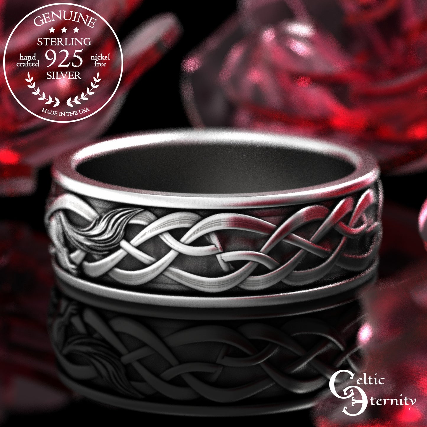 Men's Sterling Viking Wolf Wedding Band, 2111