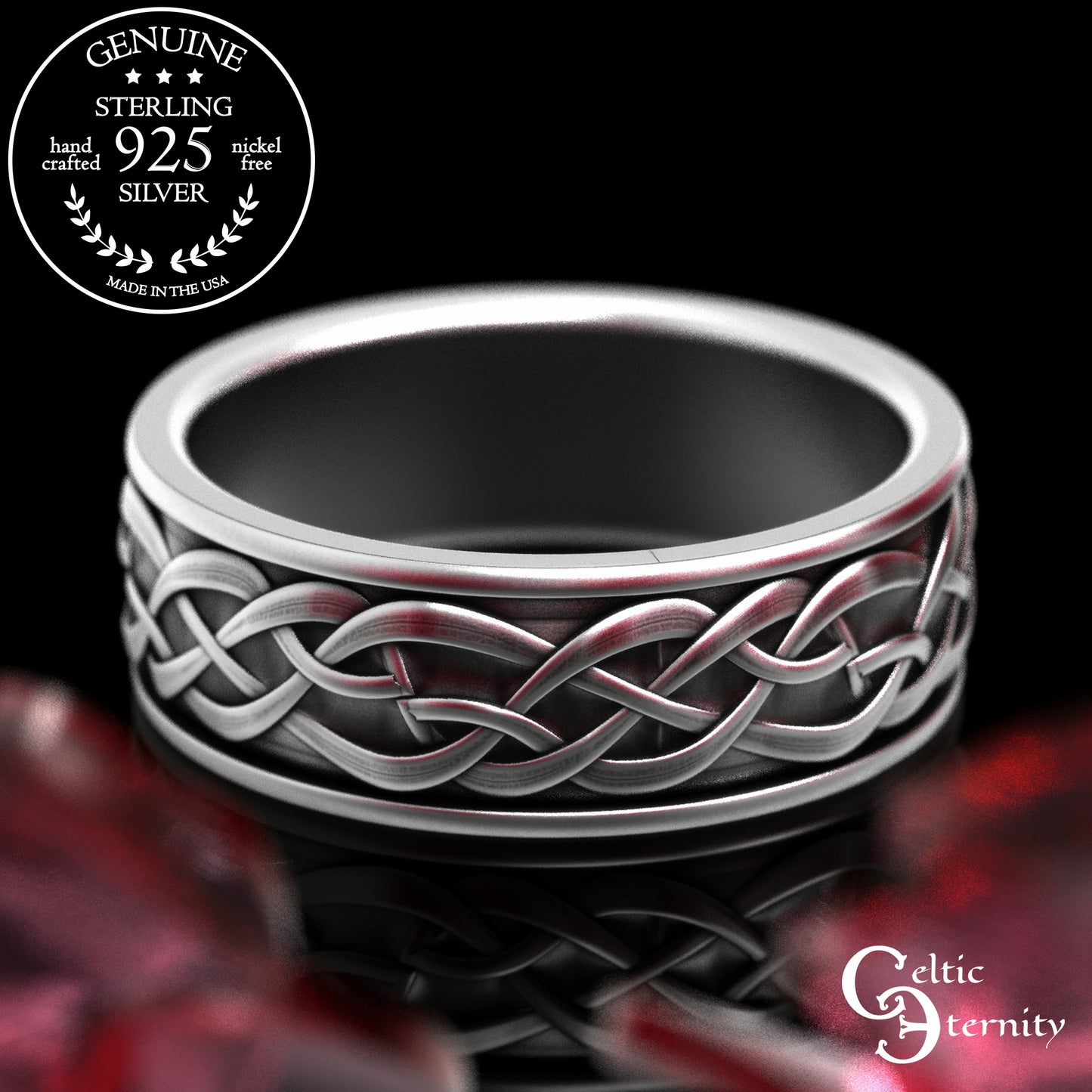 Men's Sterling Viking Wolf Wedding Band, 2111