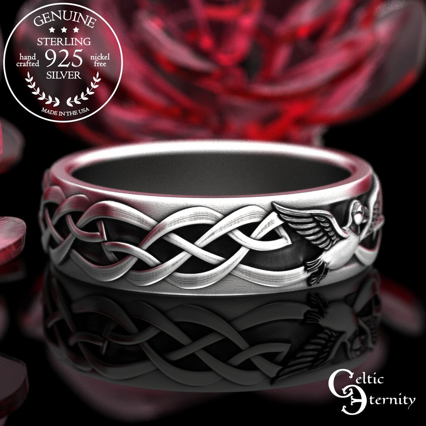 Woman's Sterling Irish Puffin Wedding Band, 2117